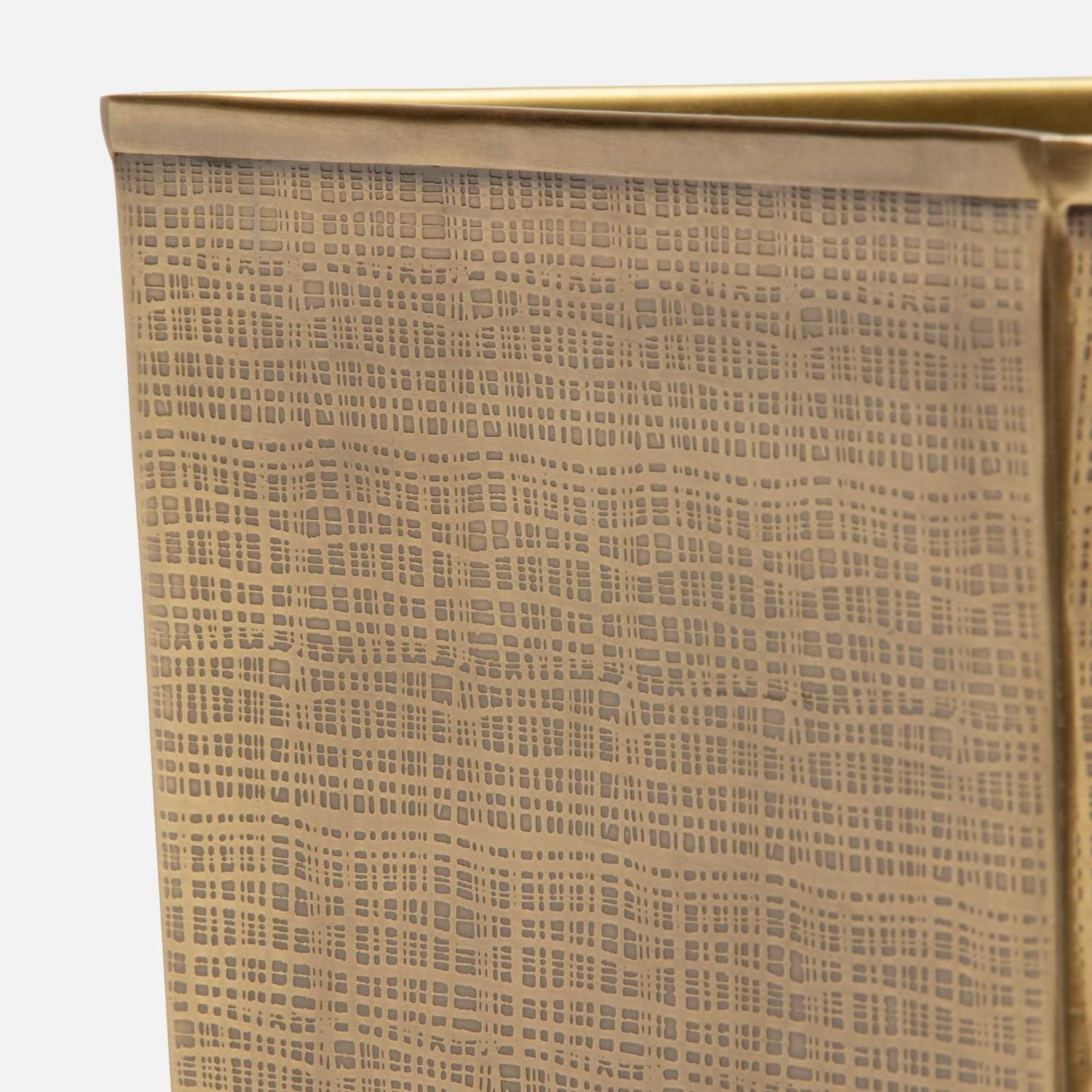 Remy, Antique Brass, Wastebasket, Rectangular Tapered, Textured Stainless Steel