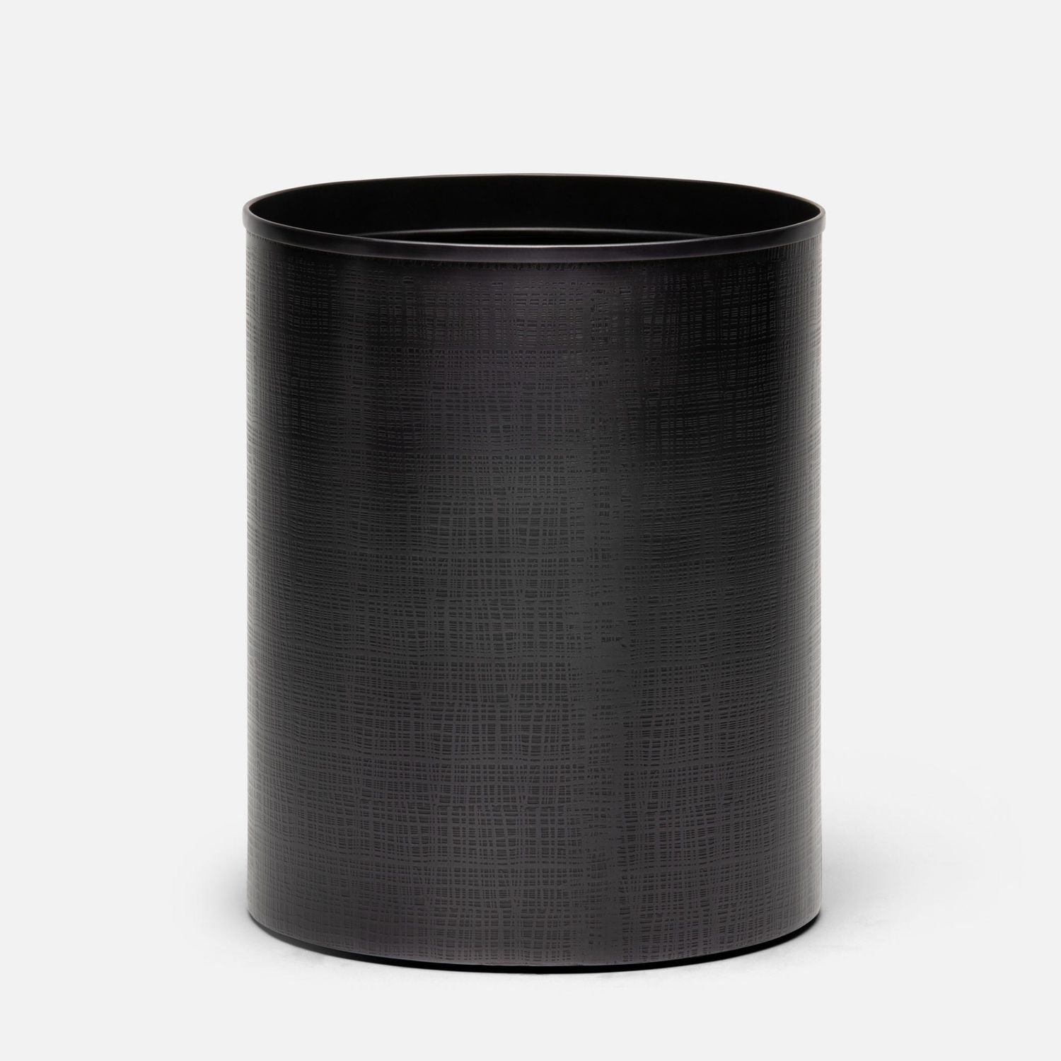 Remy, Antique Dark Nickel, Wastebasket, Round, Textured Stainless Steel