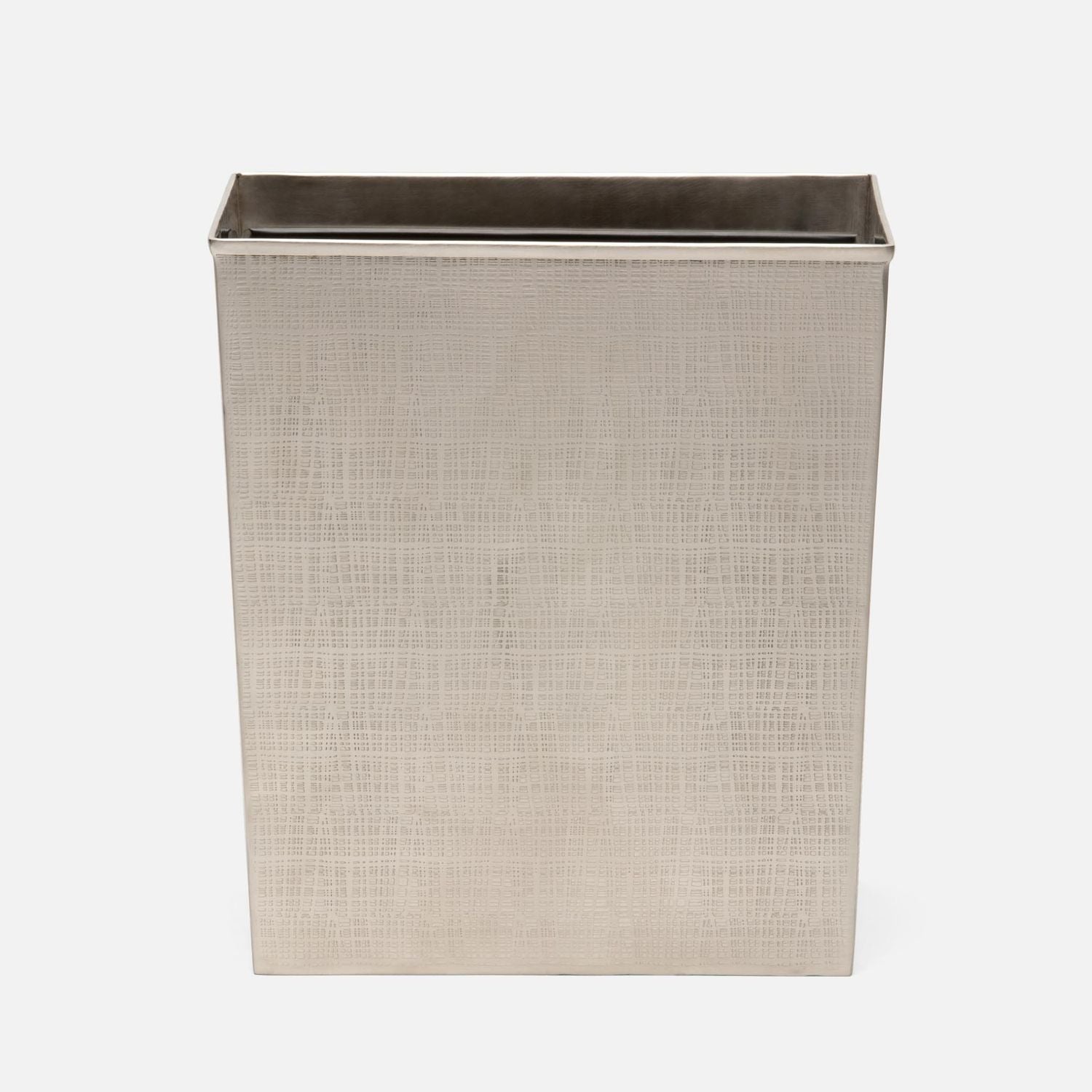 Remy, Pewter, Wastebasket, Rectangular Tapered, Textured Stainless Steel