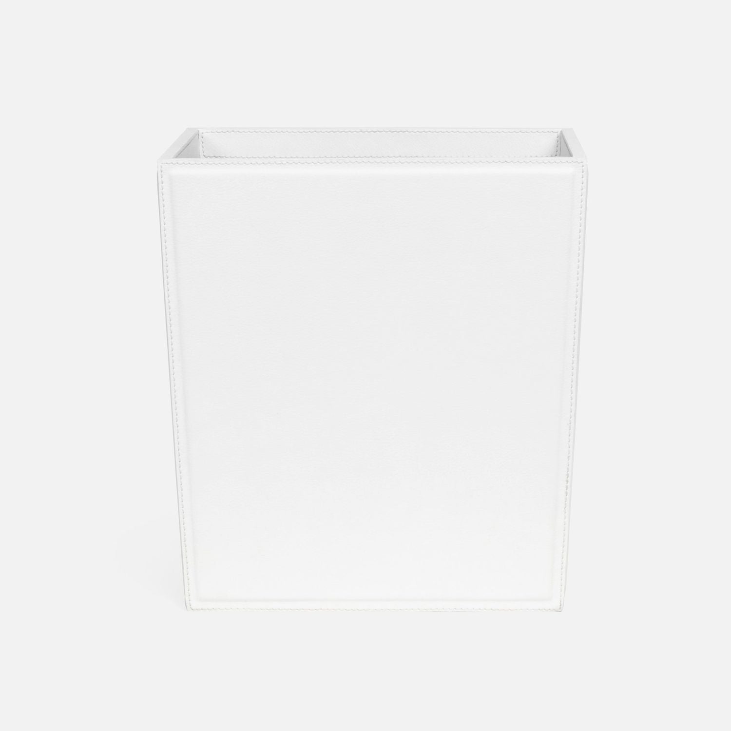Rothwell, Bright White, Wastebasket, Rectangular Tapered, Marine Leather