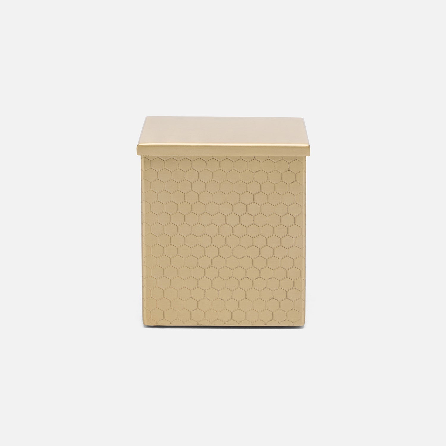 Temara, Champagne Gold, Canister, Square Straight, Large, Honeycomb Textured Stainless Steel