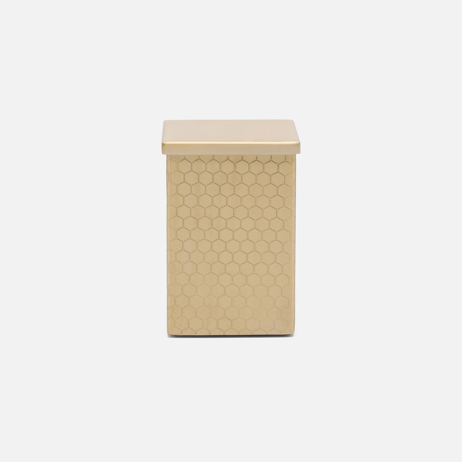 Temara, Champagne Gold, Canister, Square Straight, Small, Honeycomb Textured Stainless Steel