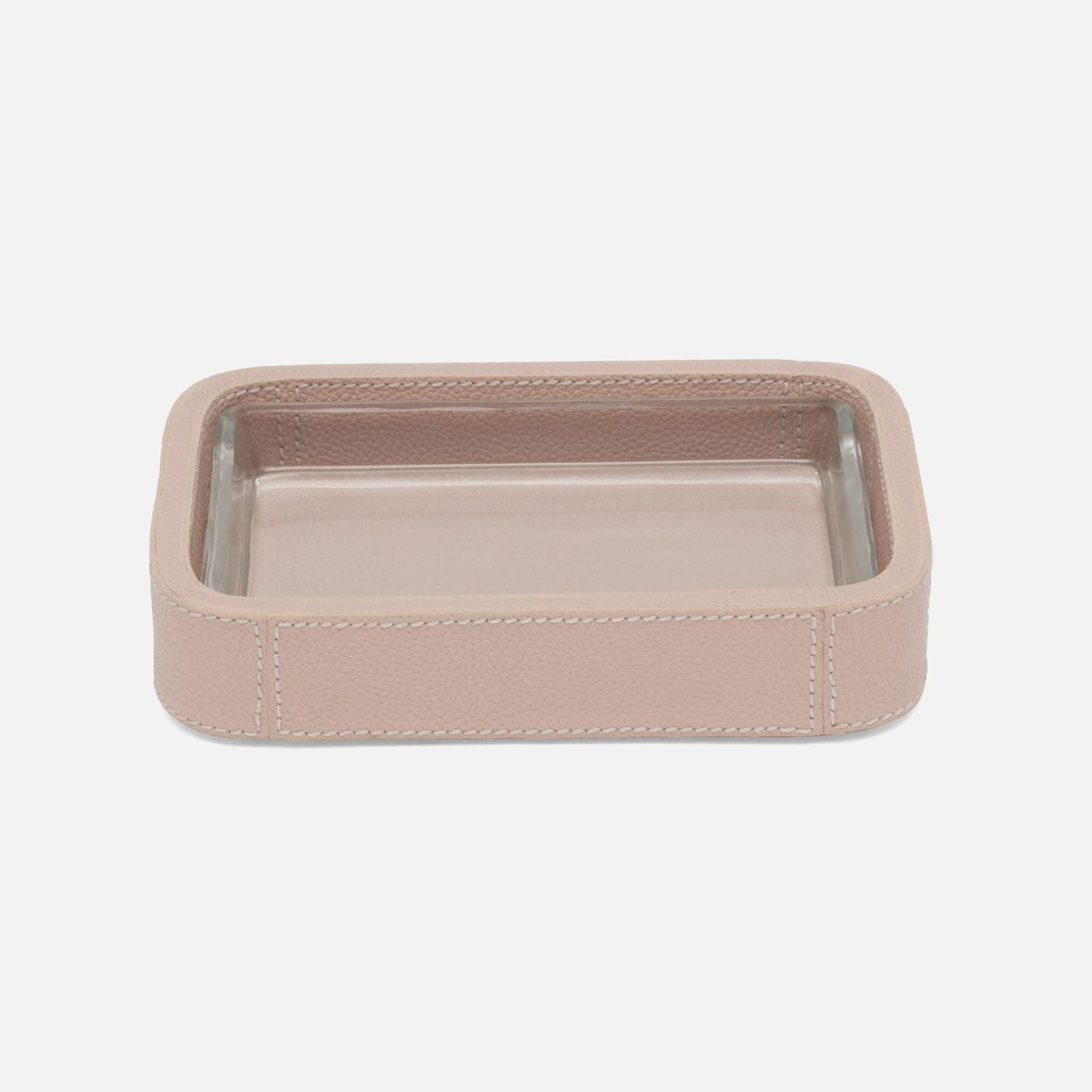 Victoria, Dusty Rose, Soap Dish W/ Liner, Rectangular Tapered, Full Grain-Leather