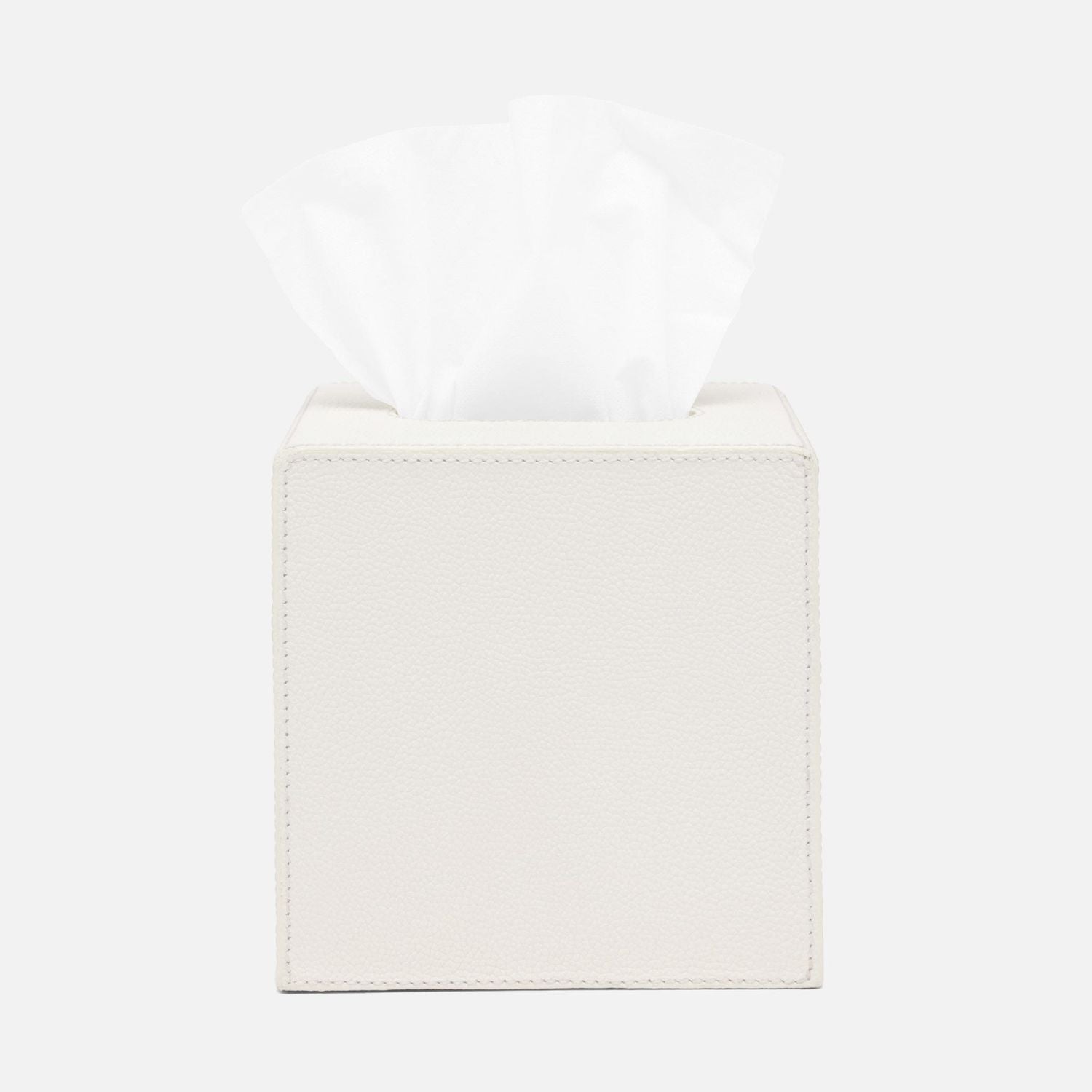 Victoria, White, Tissue Box, Square Straight, Full-Grain Leather