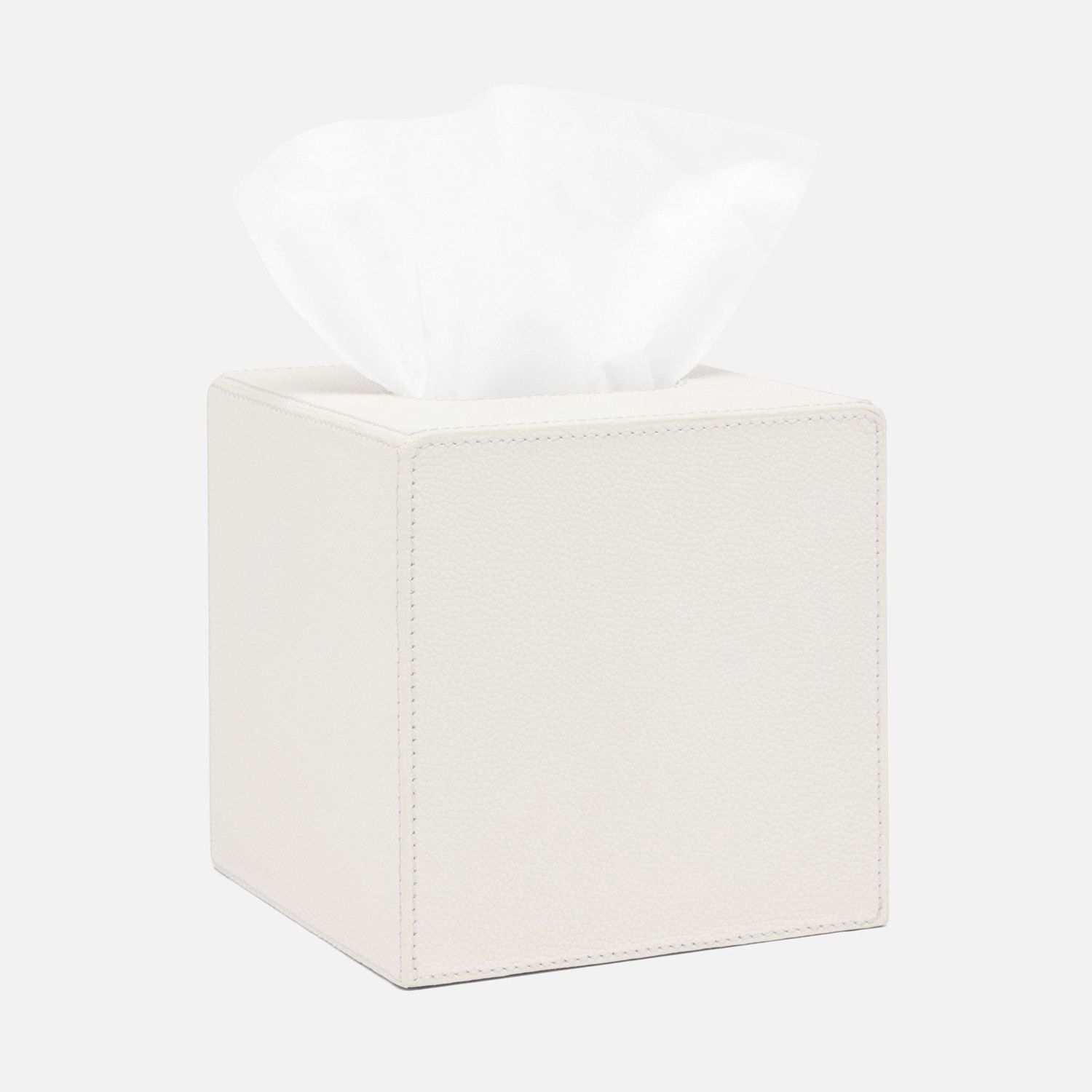 Victoria, White, Tissue Box, Square Straight, Full-Grain Leather