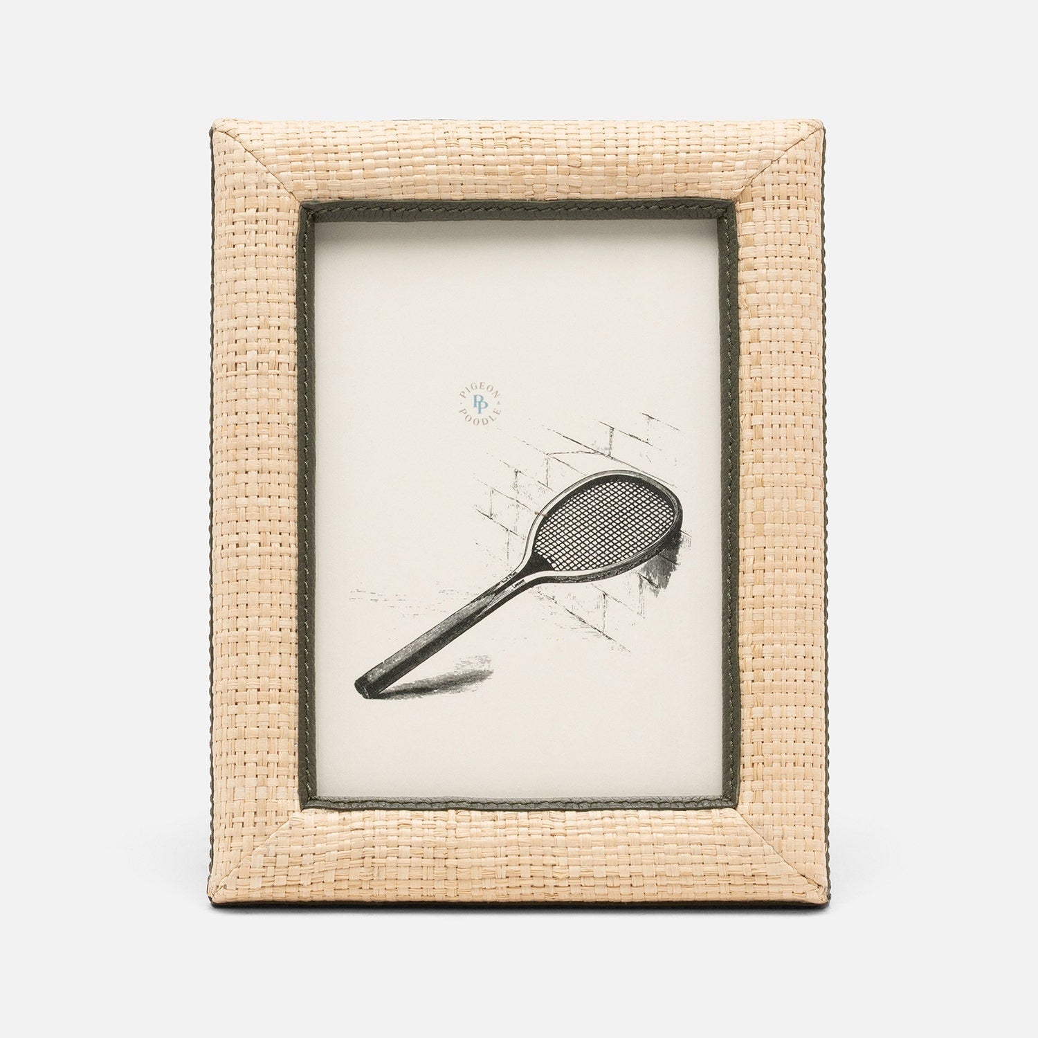 Hanford, Natural/Forest, Frame, 5"X7", Raffia/Leather