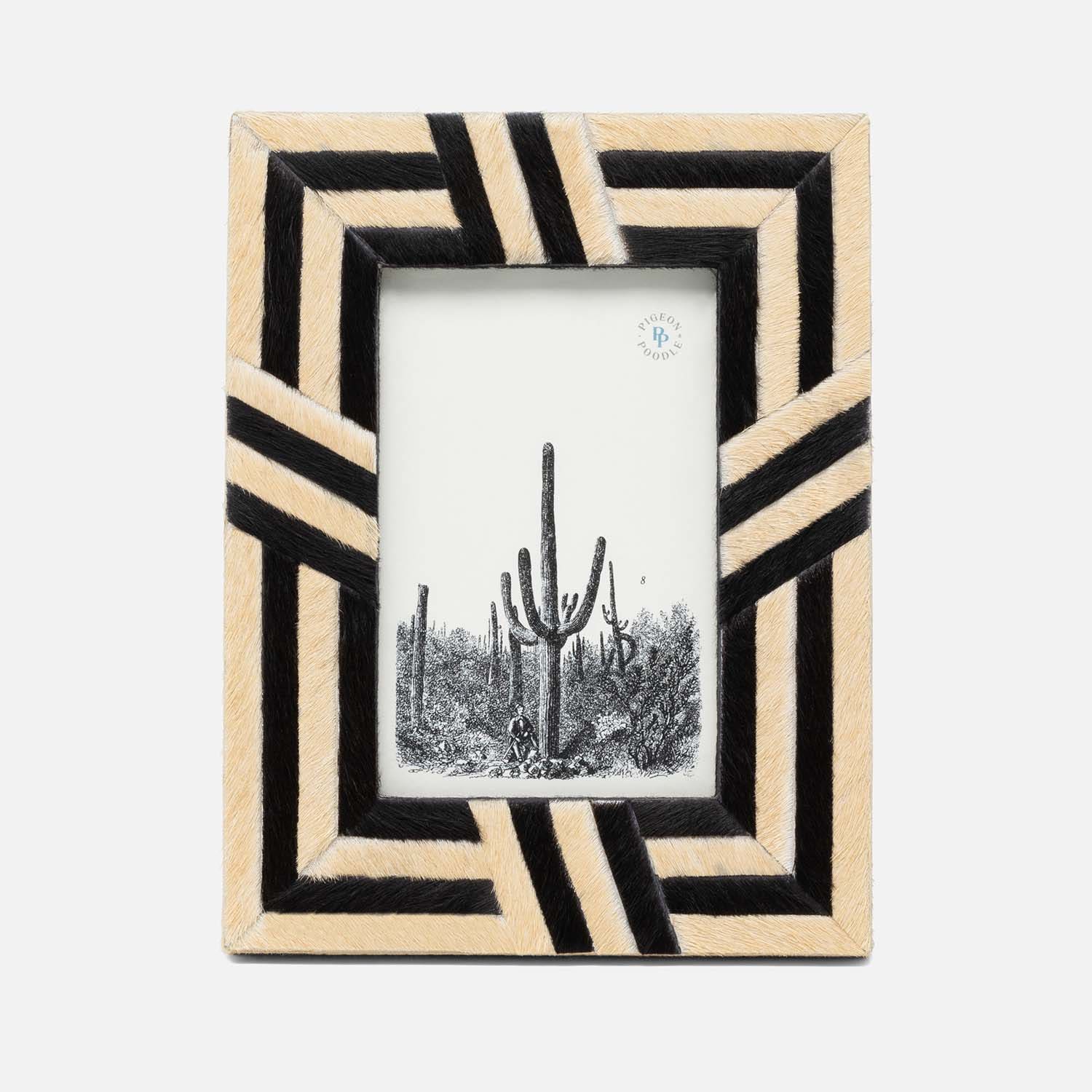Helos, Beige/Dark Brown, Frame, 4"X6", Hair-On-Hide