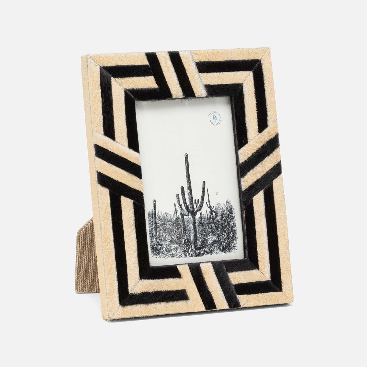 Helos, Beige/Dark Brown, Frame, 4"X6", Hair-On-Hide