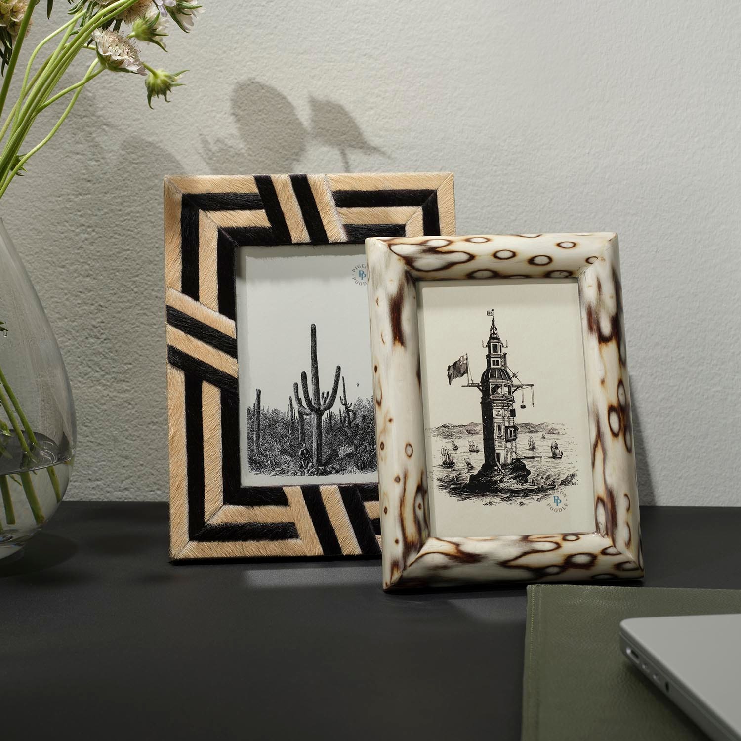 Helos, Beige/Dark Brown, Frame, 5"X7", Hair-On-Hide