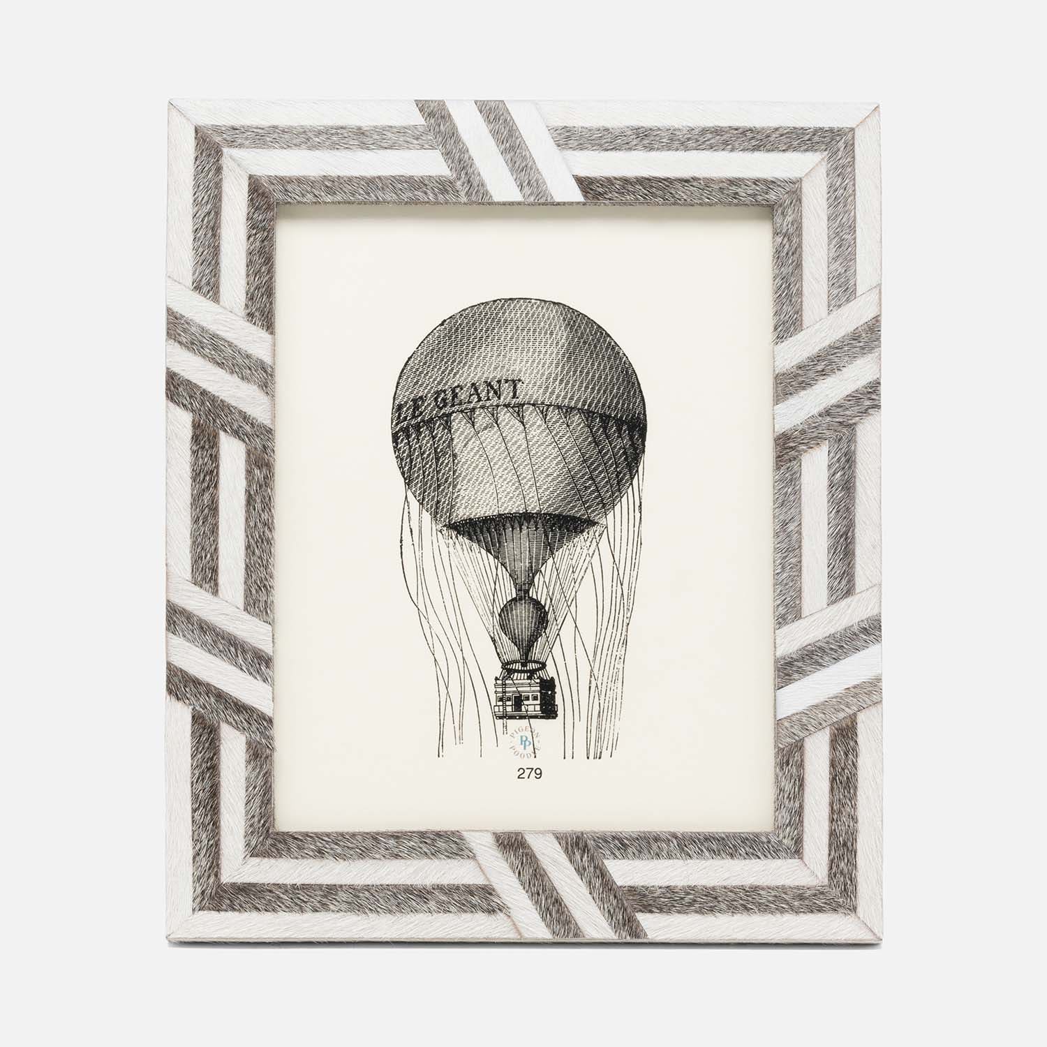 Helos, White/Gray, Frame, 8"X10", Hair-On-Hide