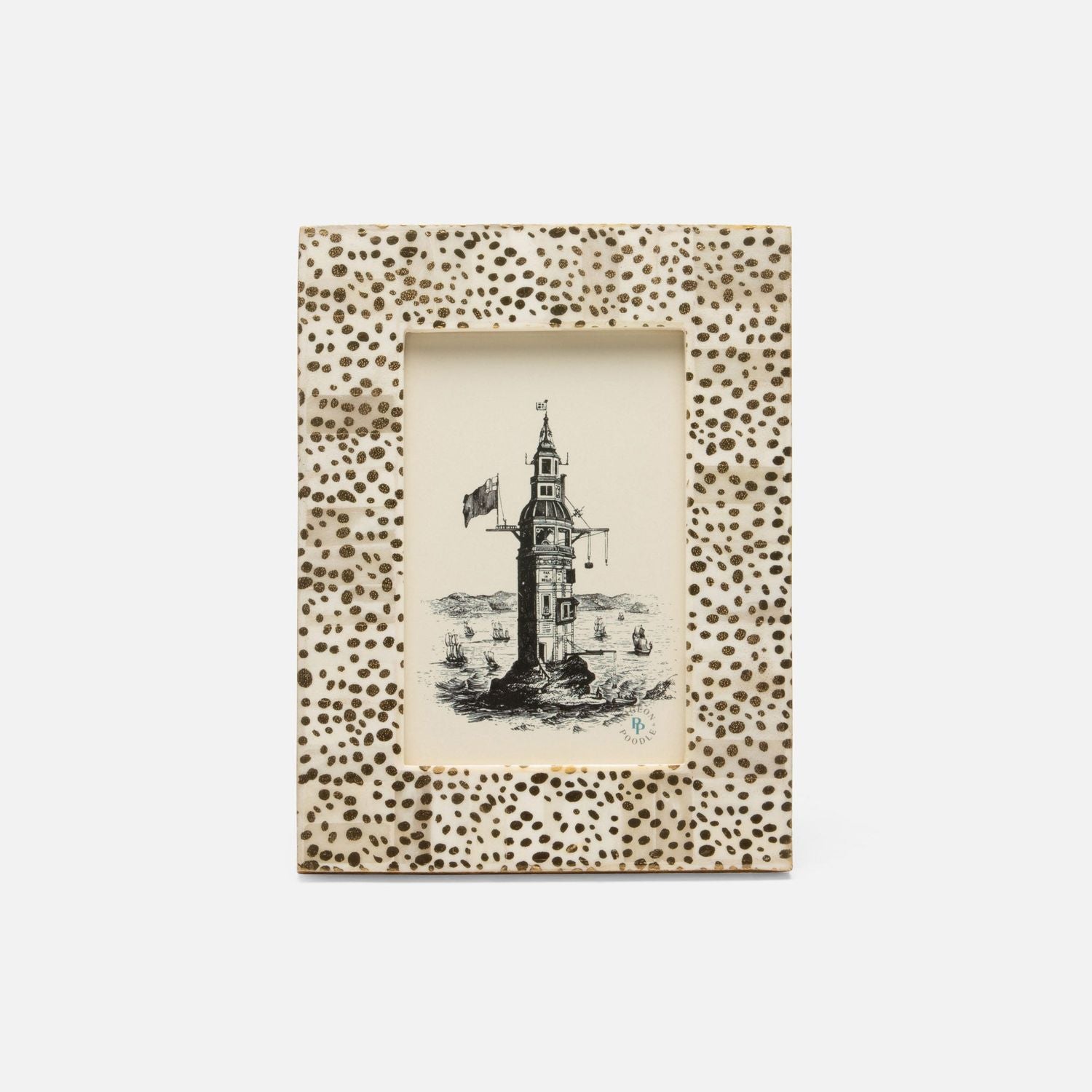Ismailia, Spotted Gold, Frame, 4"X6", Bone
