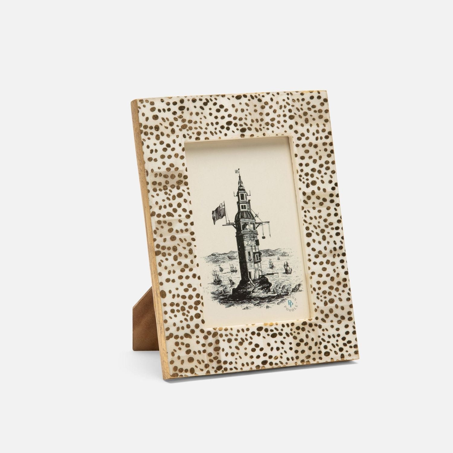 Ismailia, Spotted Gold, Frame, 4"X6", Bone