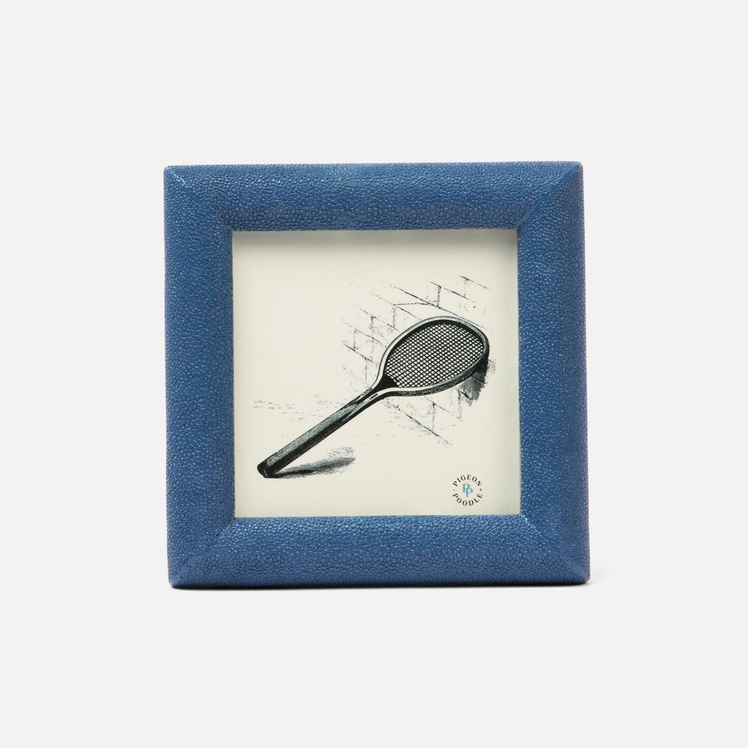 Oxford, Navy, Frame, 5"X5", Realistic Faux Shagreen