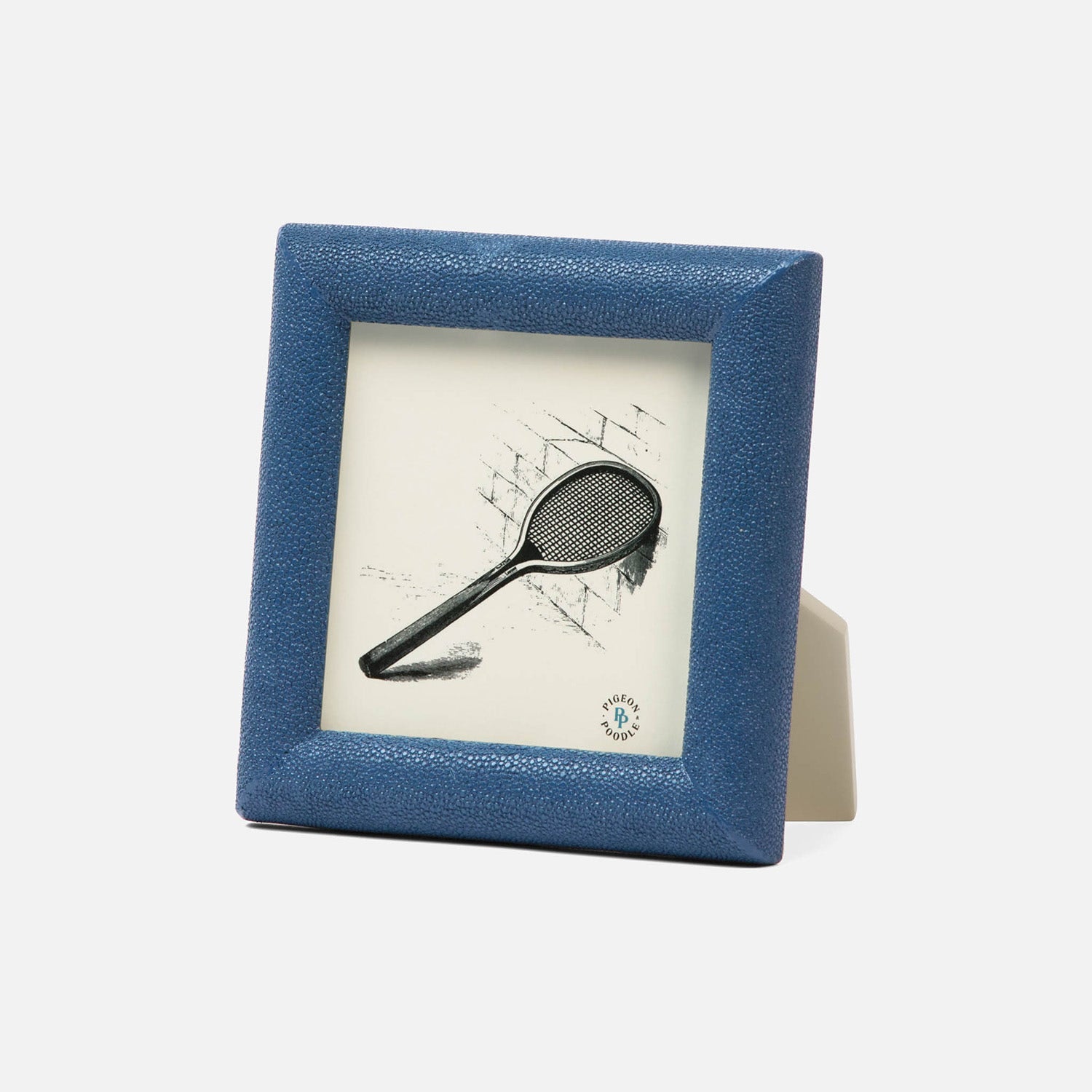 Oxford, Navy, Frame, 5"X5", Realistic Faux Shagreen