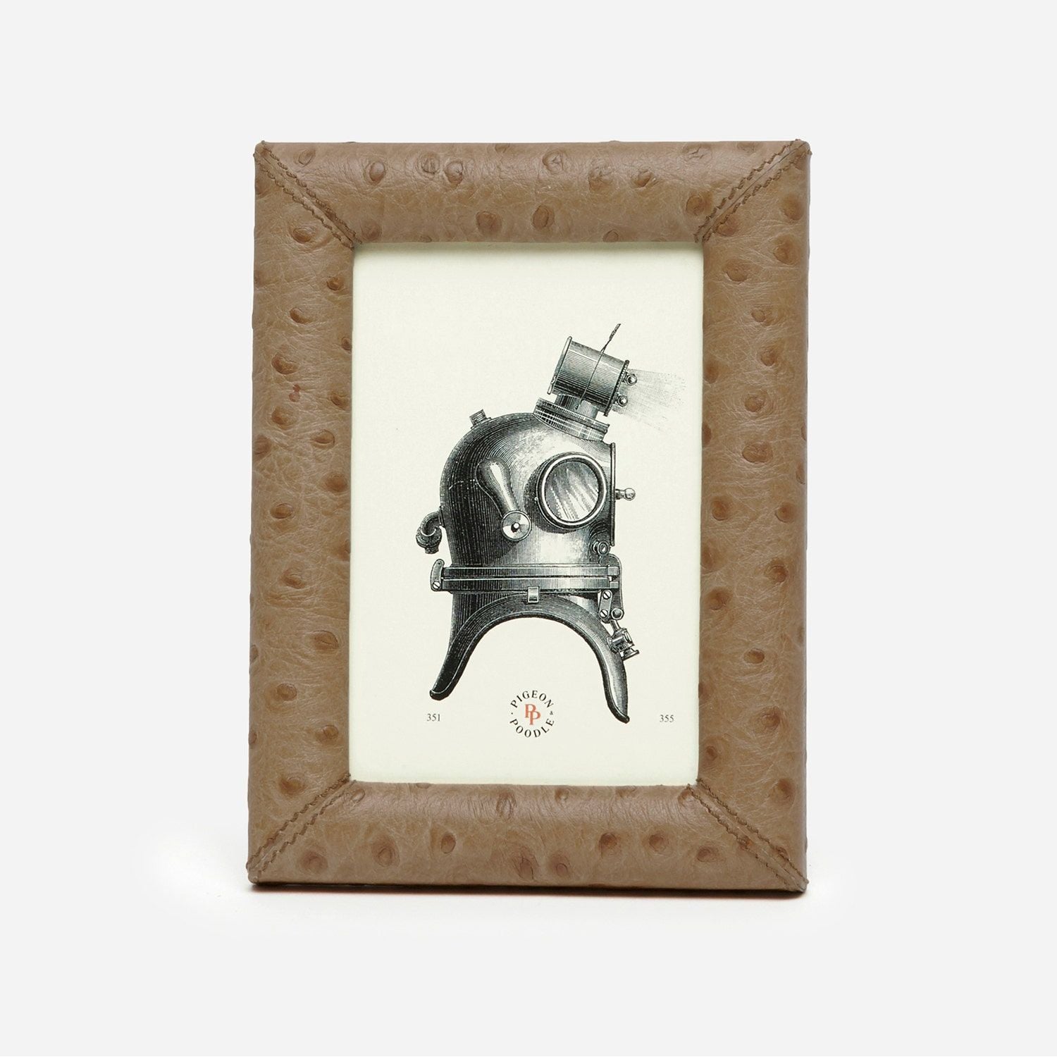 Witney, Oat Brown Ostrich, Frame, 4"X6", Full-Grain Leather