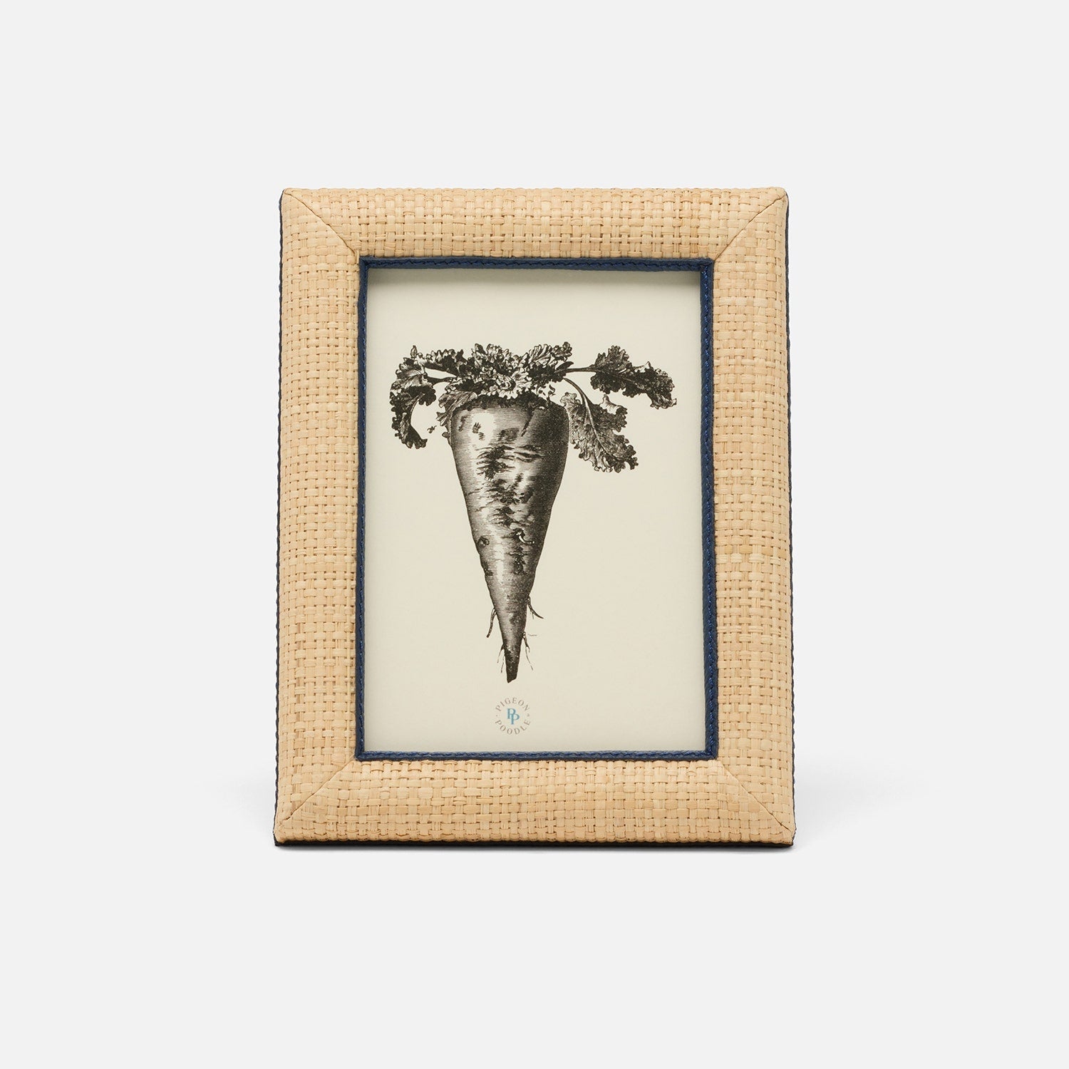 Hanford, Natural/Navy, Frame, 5"X7", Raffia/Leather