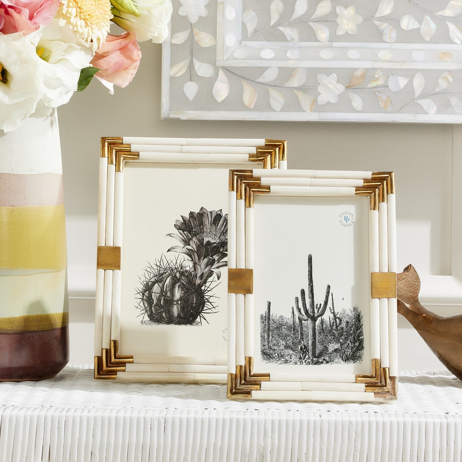Sofia, Natural/Gold, Frame, 5"X7", Bone/Brass
