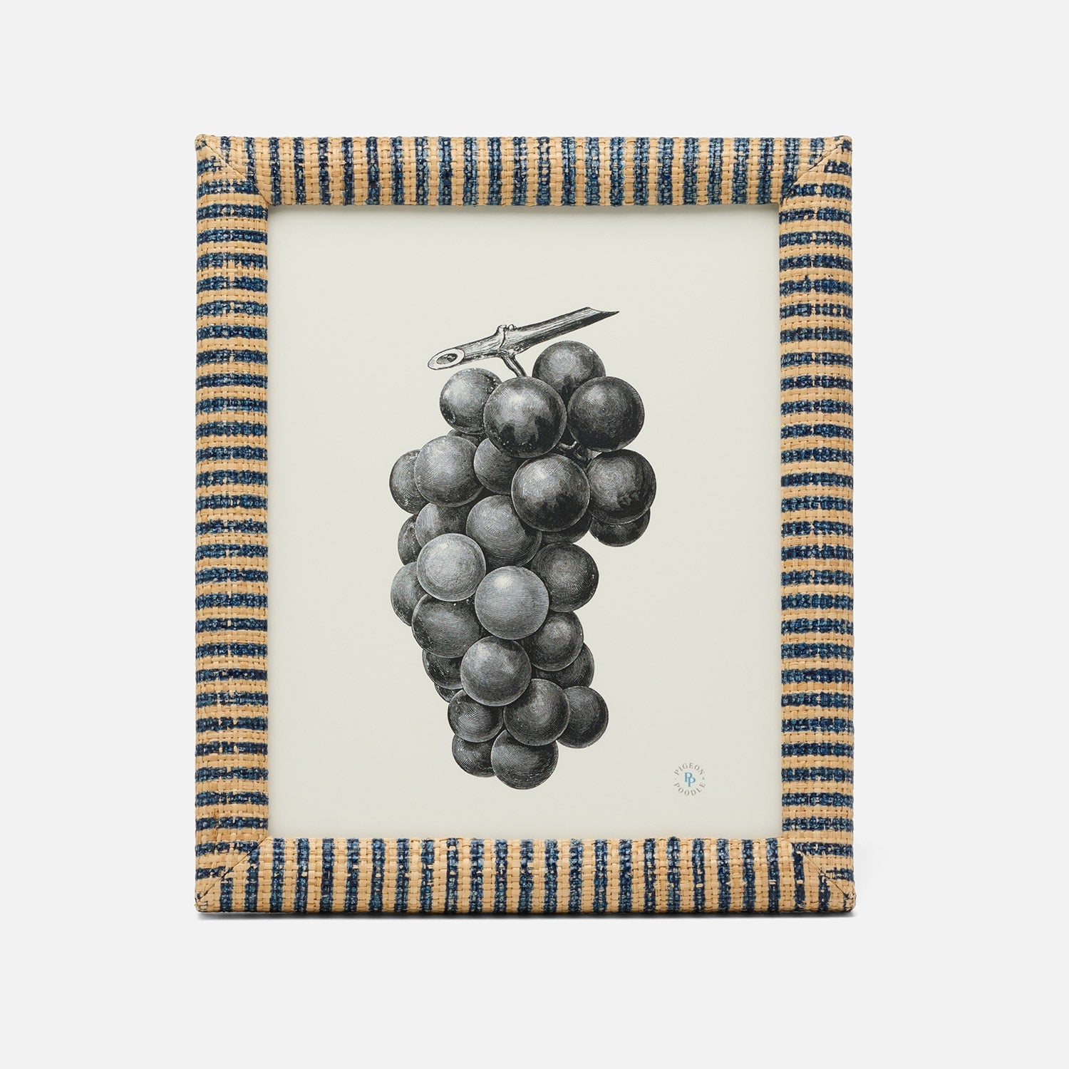 Toluca, Navy/Natural, Frame, 8"X10", Striped Raffia