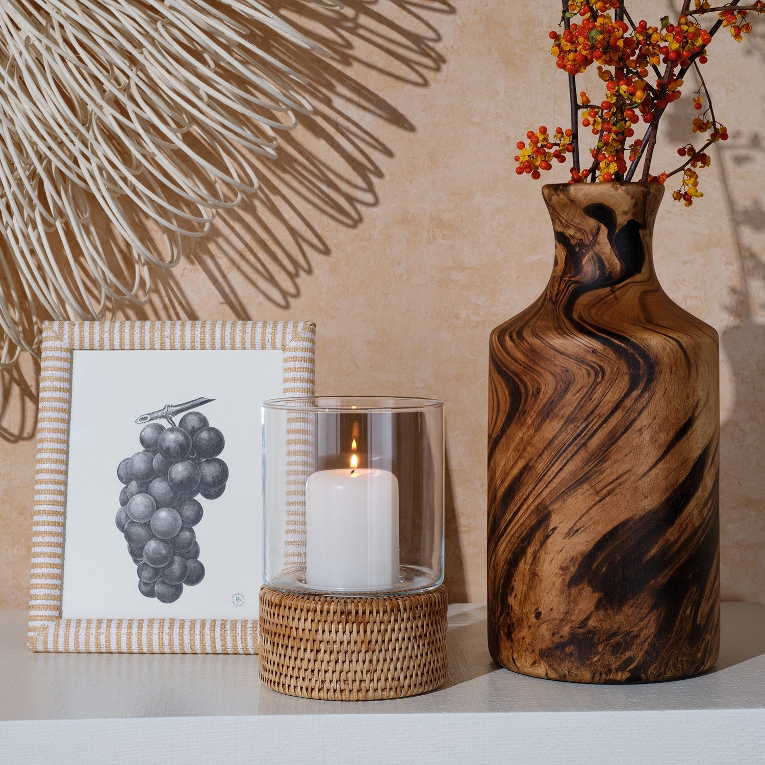 Toluca, White/Natural, Frame, 8"X10", Striped Raffia
