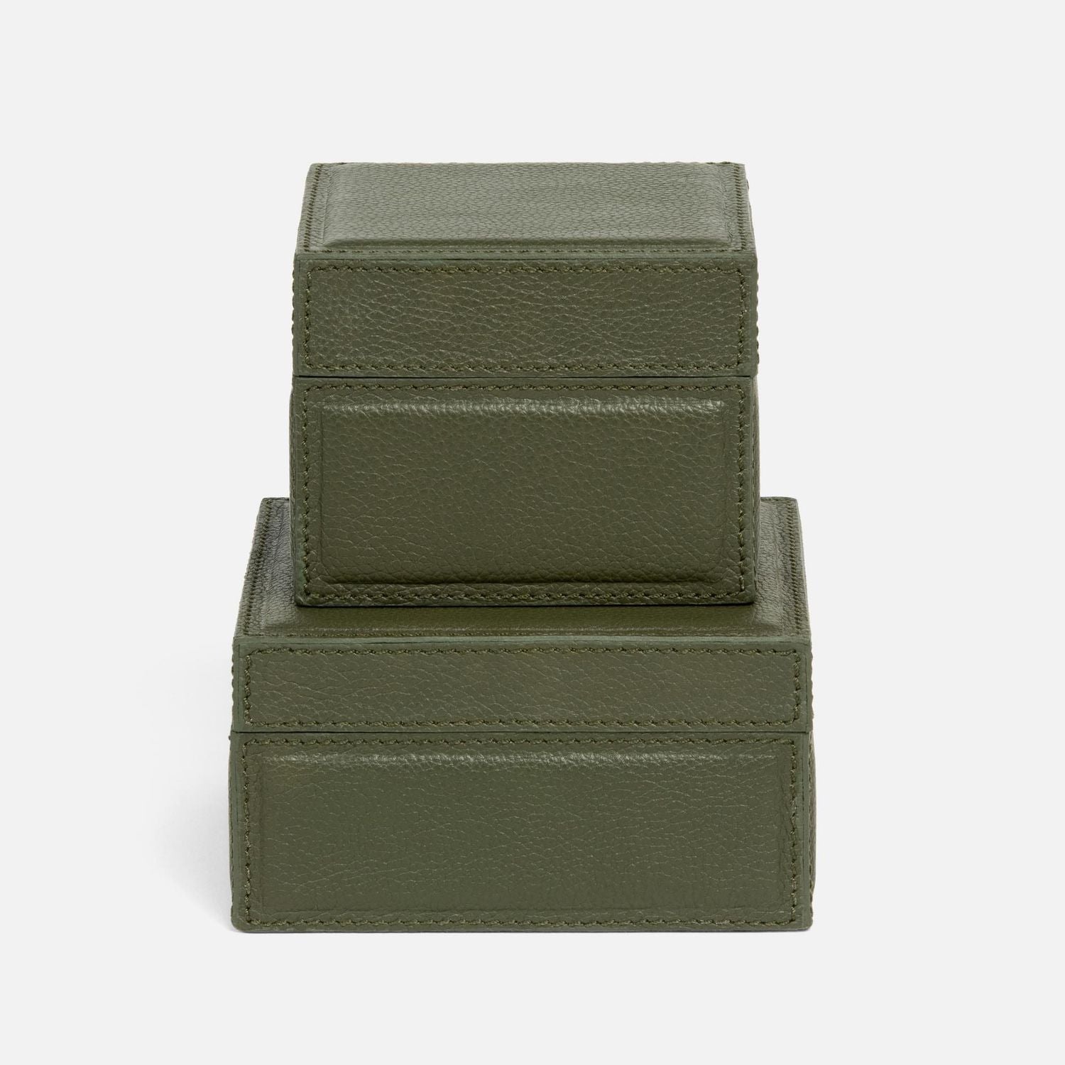 Asby, Forest, S/2 Square Canisters, Full-Grain Leather