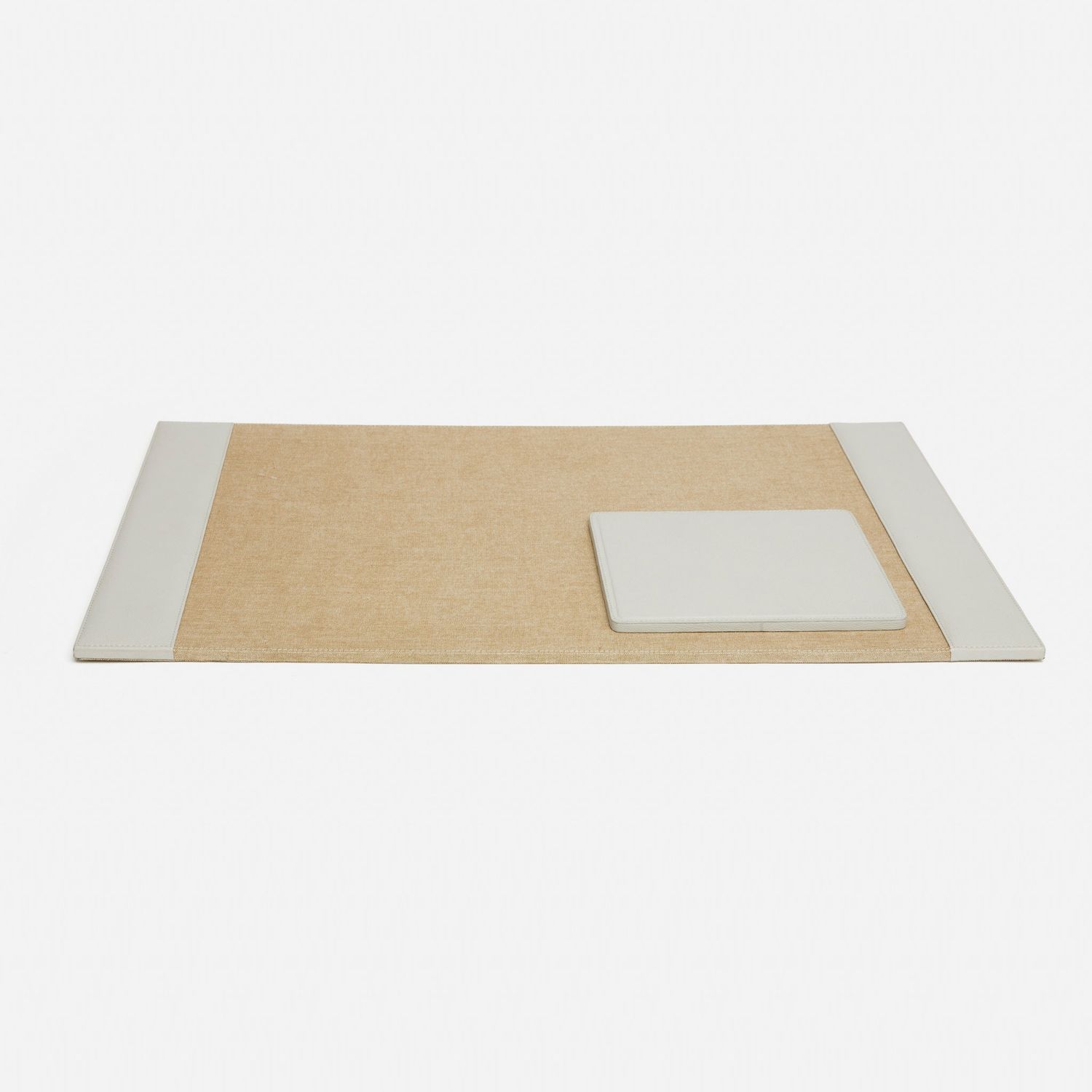 Asby Set: Desk Blotter And Square Mouse Pad, Light Gray, Full-Grain Leather