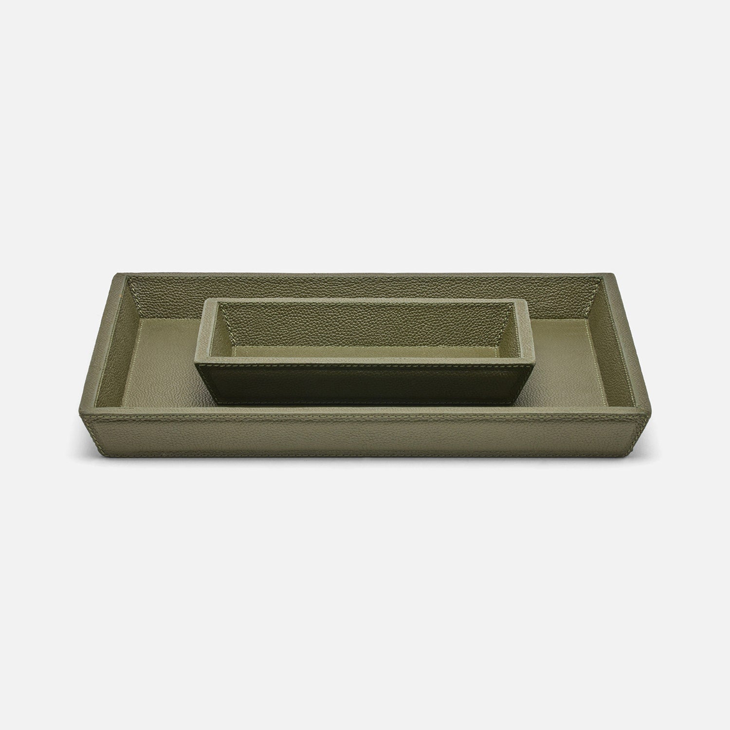 Grafton, Forest, Laptop Desk Trays, Rectangular Tapered, Full-Grain Leather, S/2
