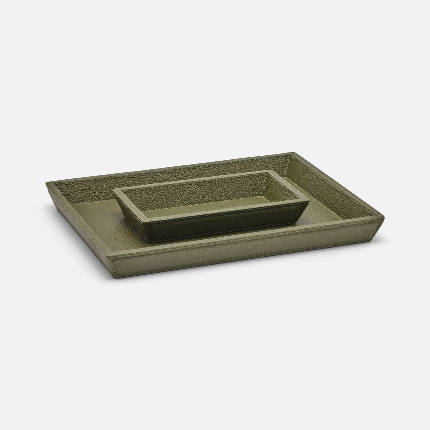 Grafton, Forest, Laptop Desk Trays, Rectangular Tapered, Full-Grain Leather, S/2