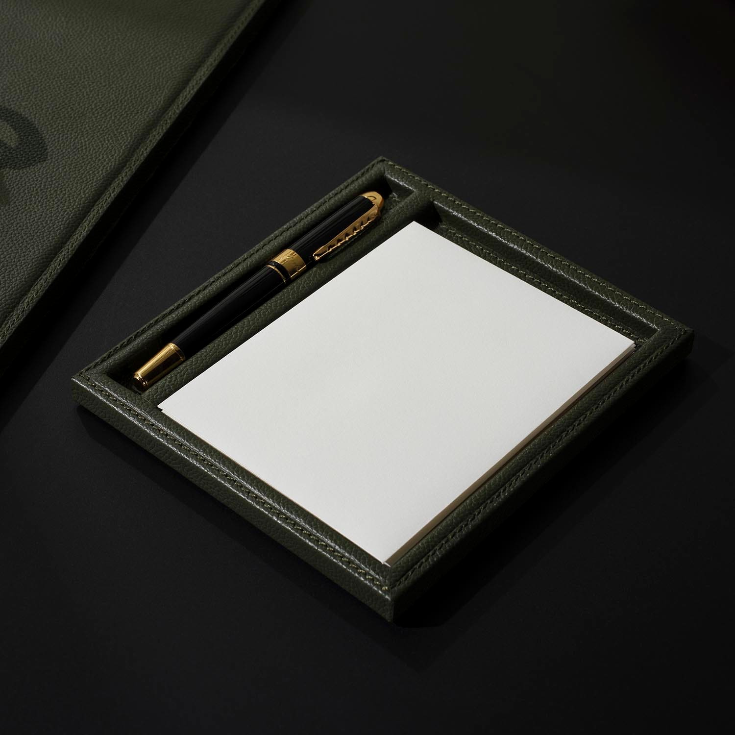 Grafton, Forest, Set: Laptop Desk Blotter With Pen/Notepad Holder, Full-Grain Leather