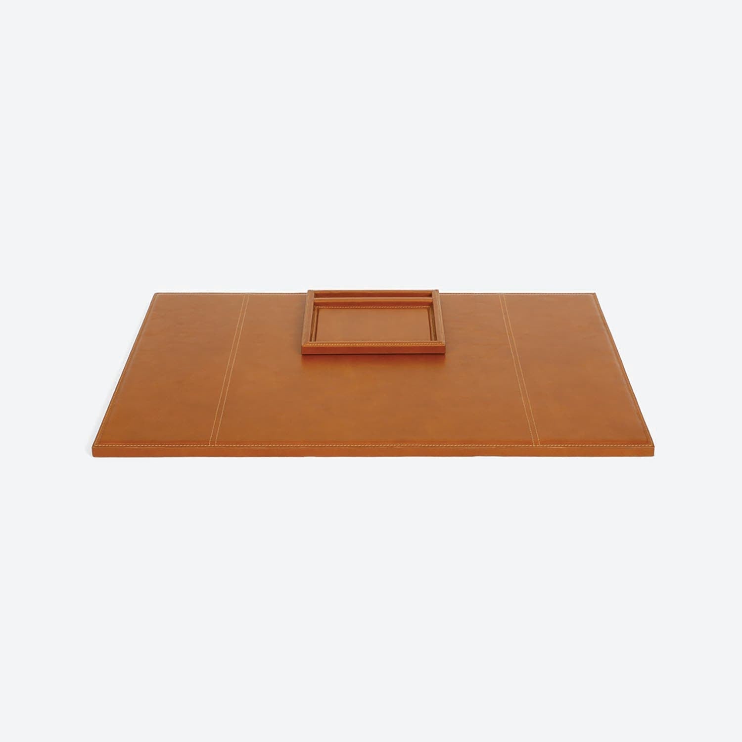 Grafton, Saddle, Set: Laptop Desk Blotter With Pen/Notepad Holder, Full-Grain Leather