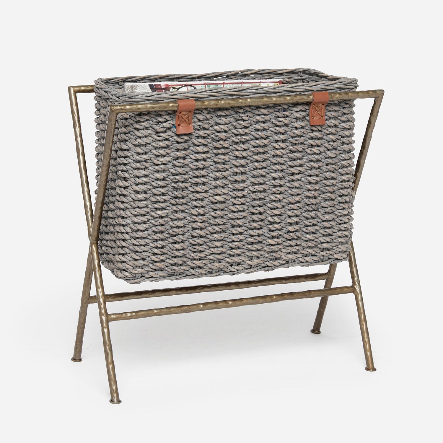 Hemley, Gray, Magazine Rack, Woven Seagrass