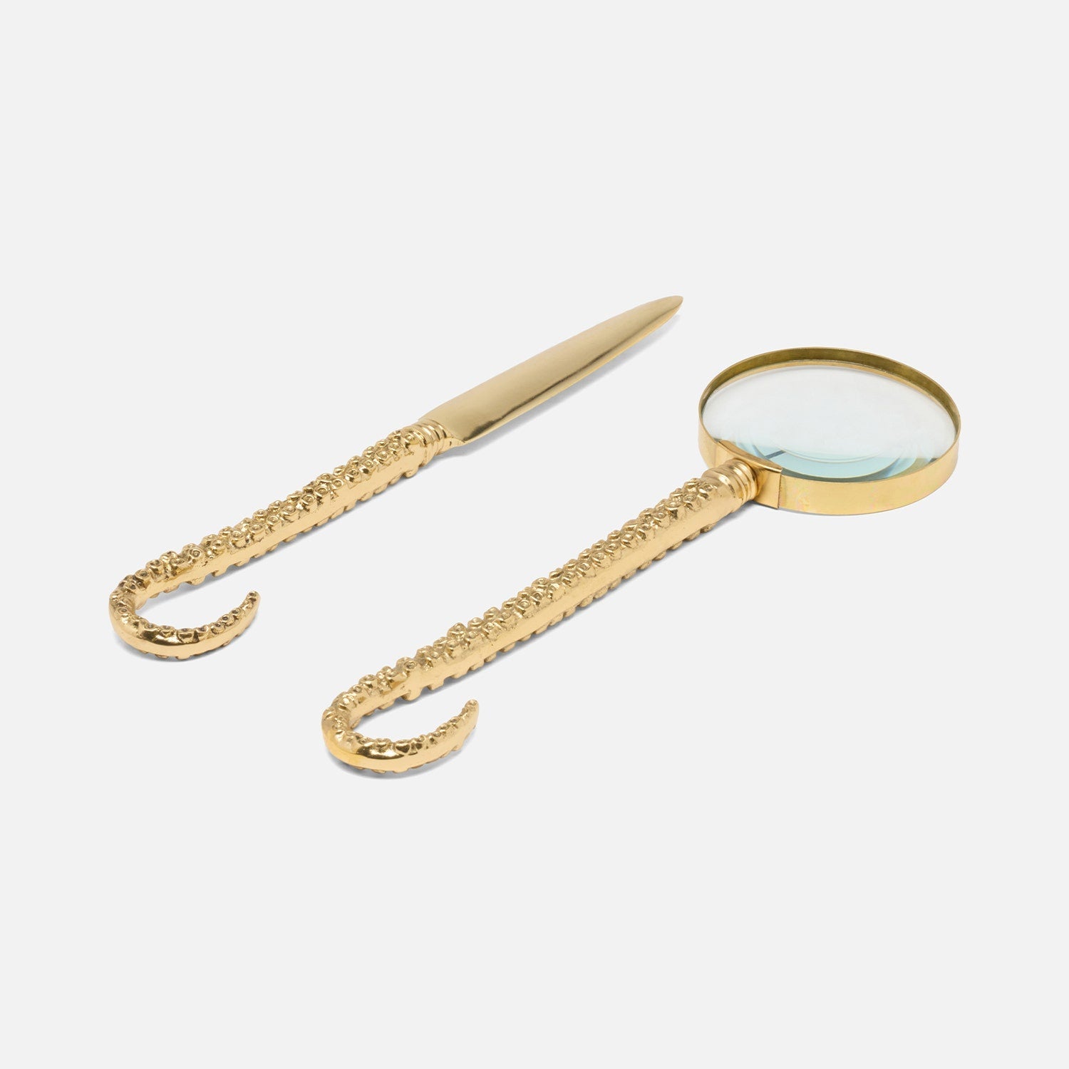Milford, Gold, Magnifying Glass & Letter Opener Set, Brass