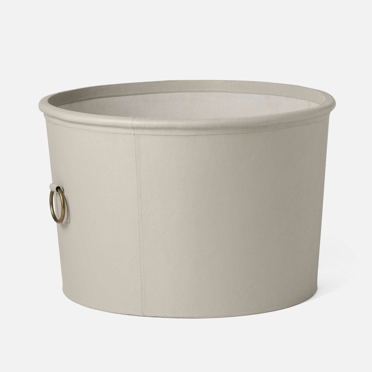 Ogden, Light Gray, Basket, Round, Large, Full-Grain Leather