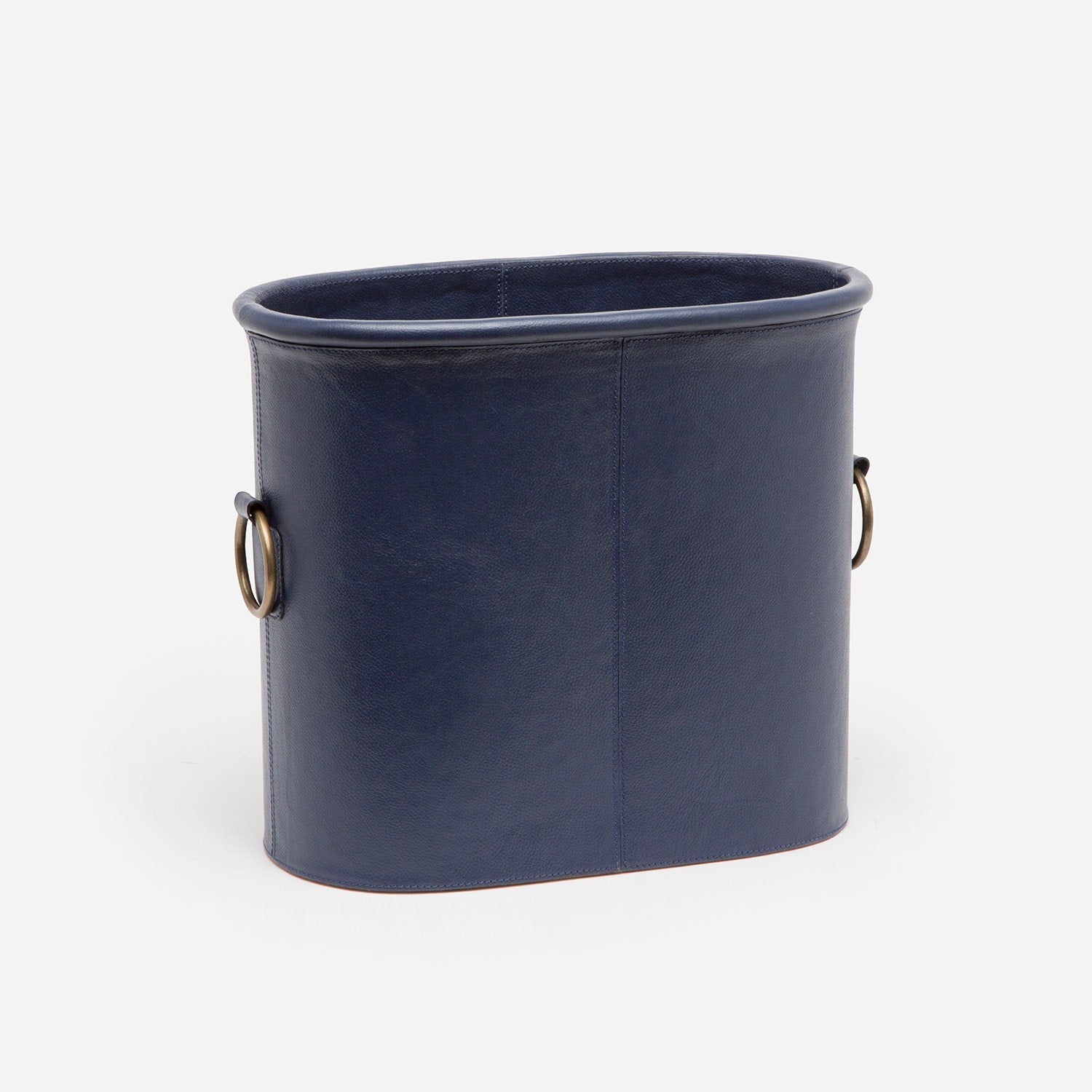 Ogden, Navy, Magazine Holder, Oval, Full-Grain Leather