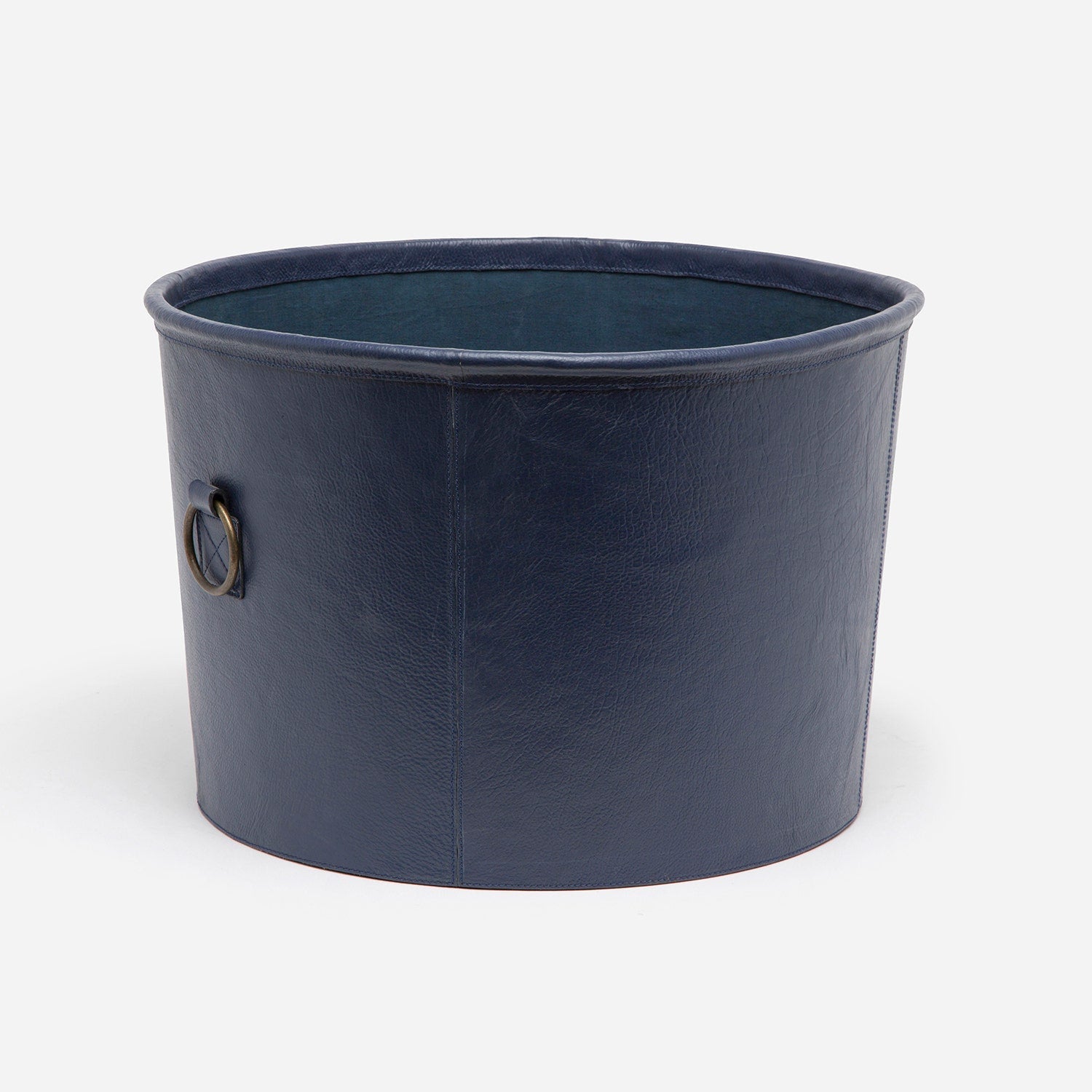 Ogden, Navy, Basket, Round, Large, Full-Grain Leather