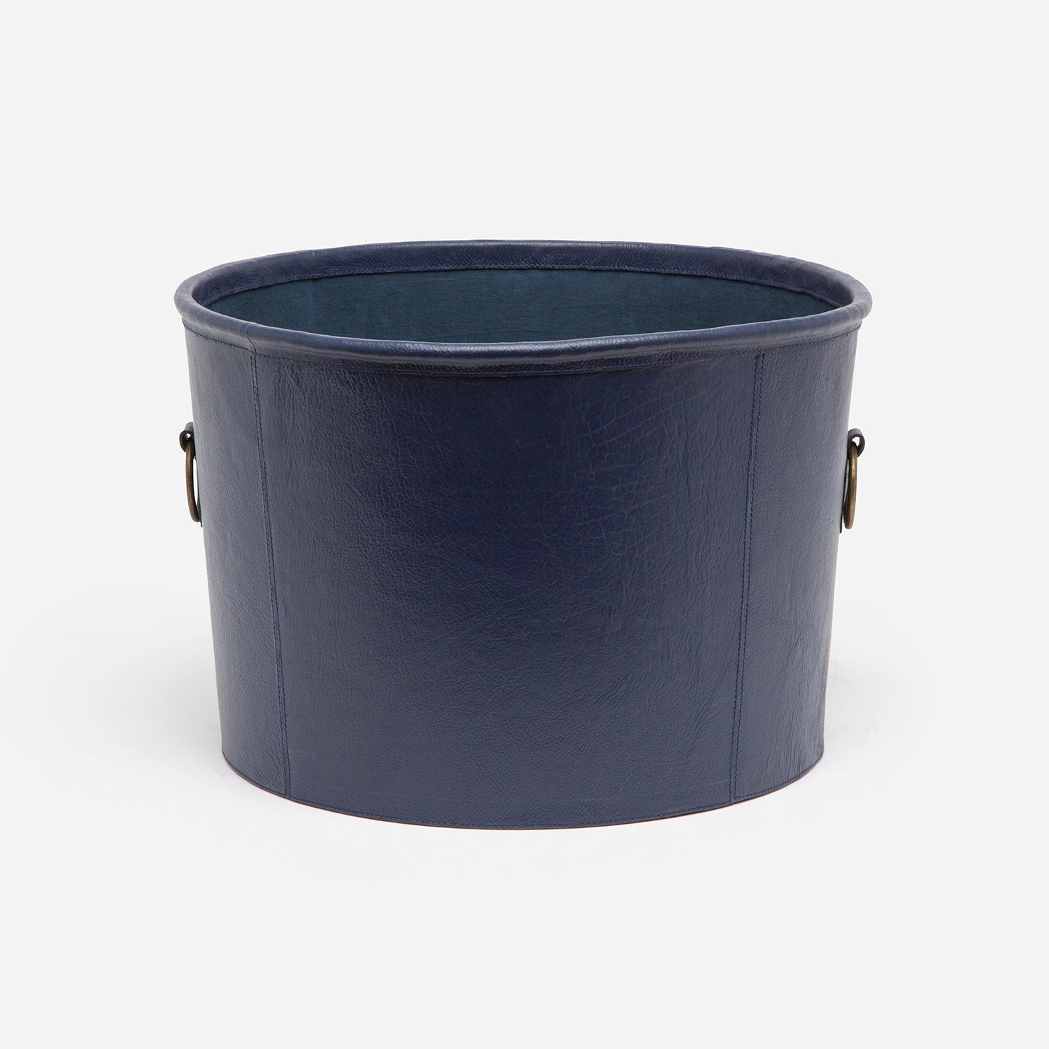 Ogden, Navy, Basket, Round, Large, Full-Grain Leather