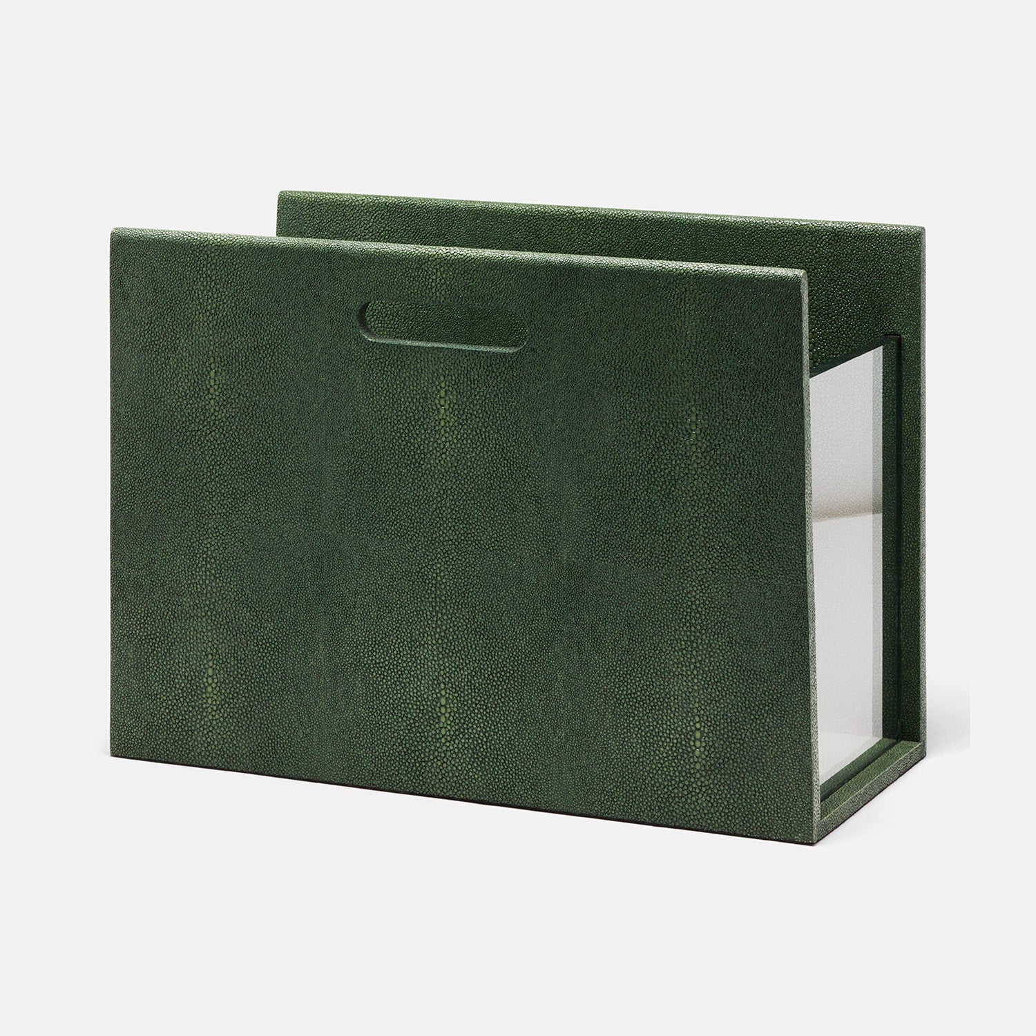 Turin, Juniper, Magazine Holder, Realistic Faux Shagreen