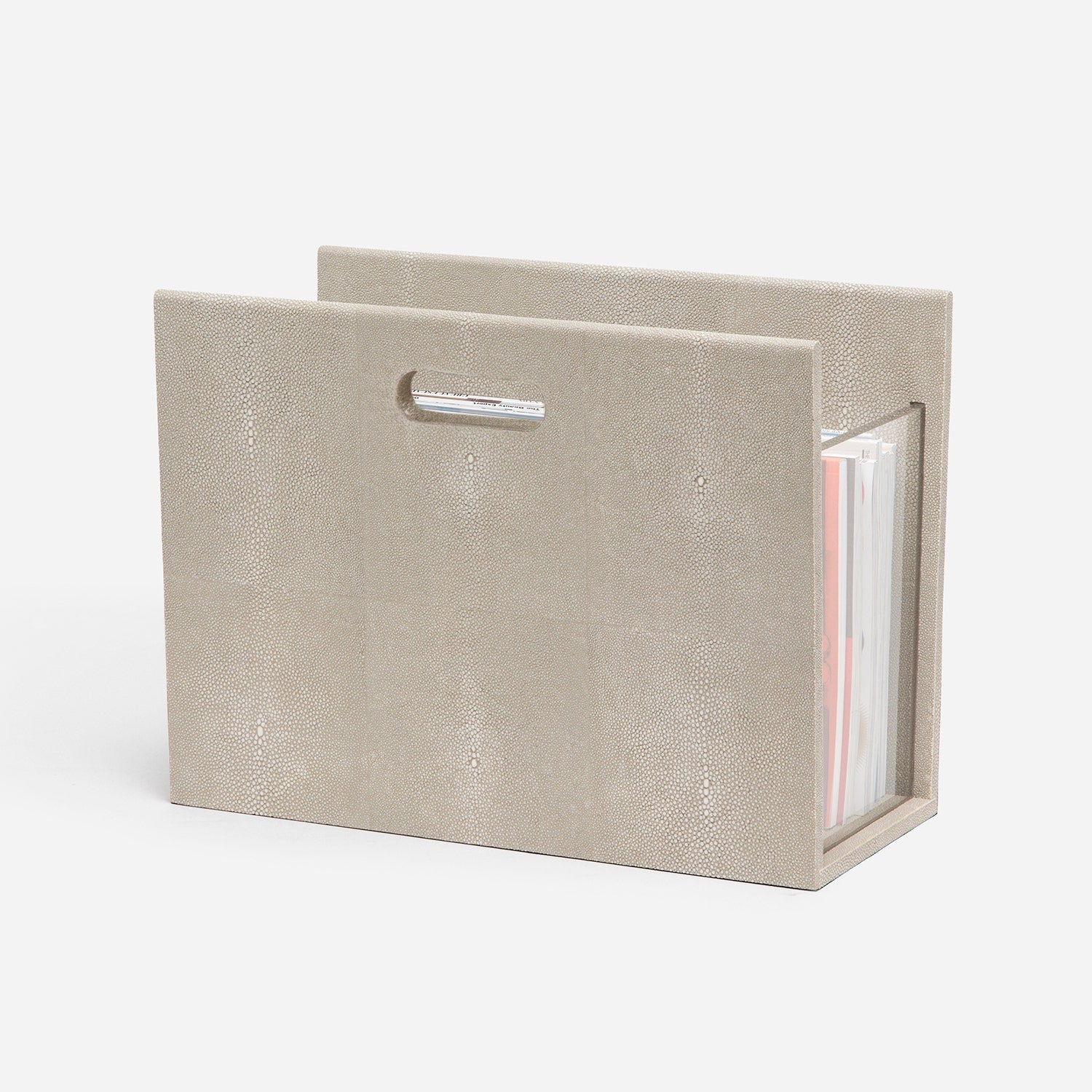 Turin, Sand, Magazine Holder, Realistic Faux Shagreen