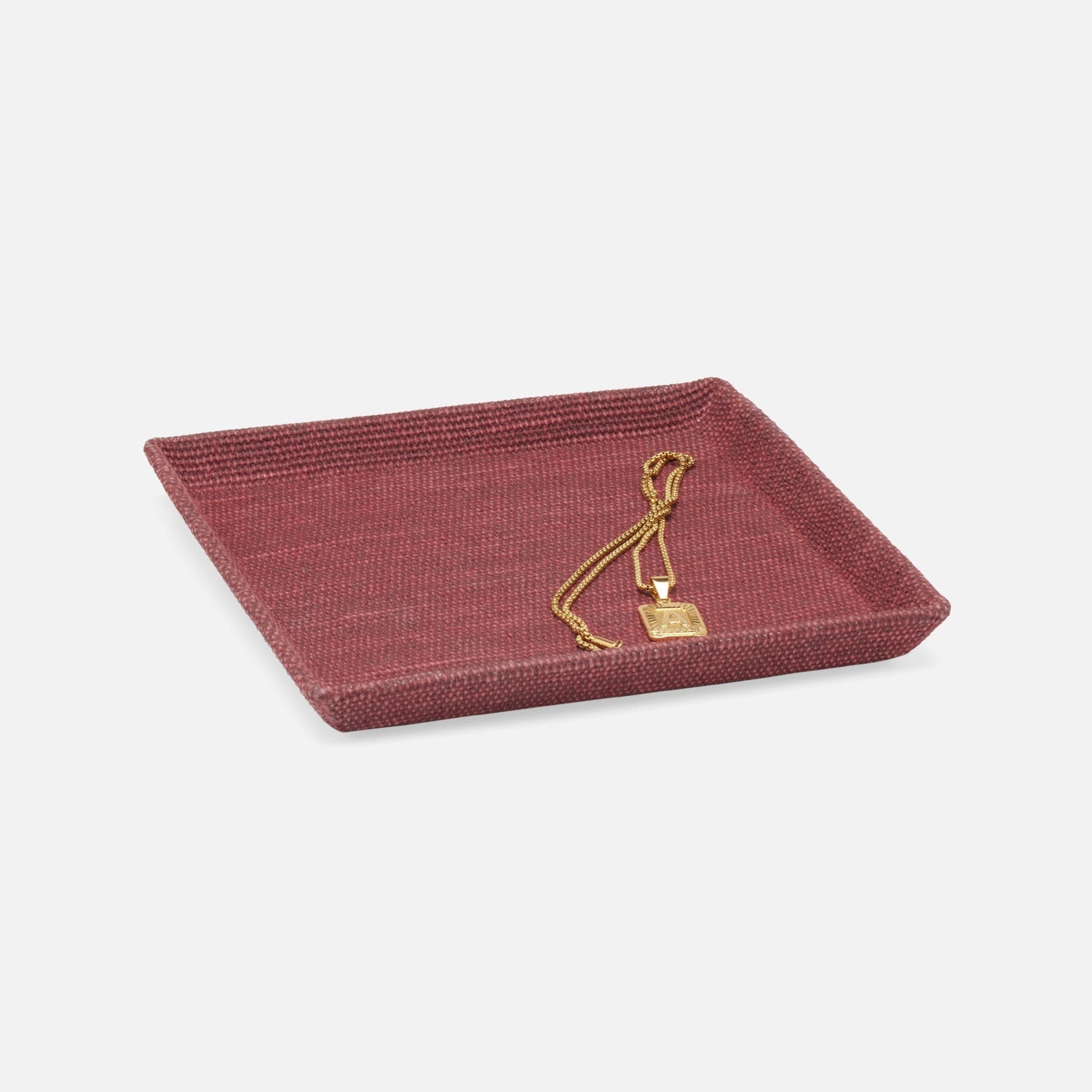 Dresden, Burgundy, Tray, Square Tapered, Small, Cotton Jute, Pack/2