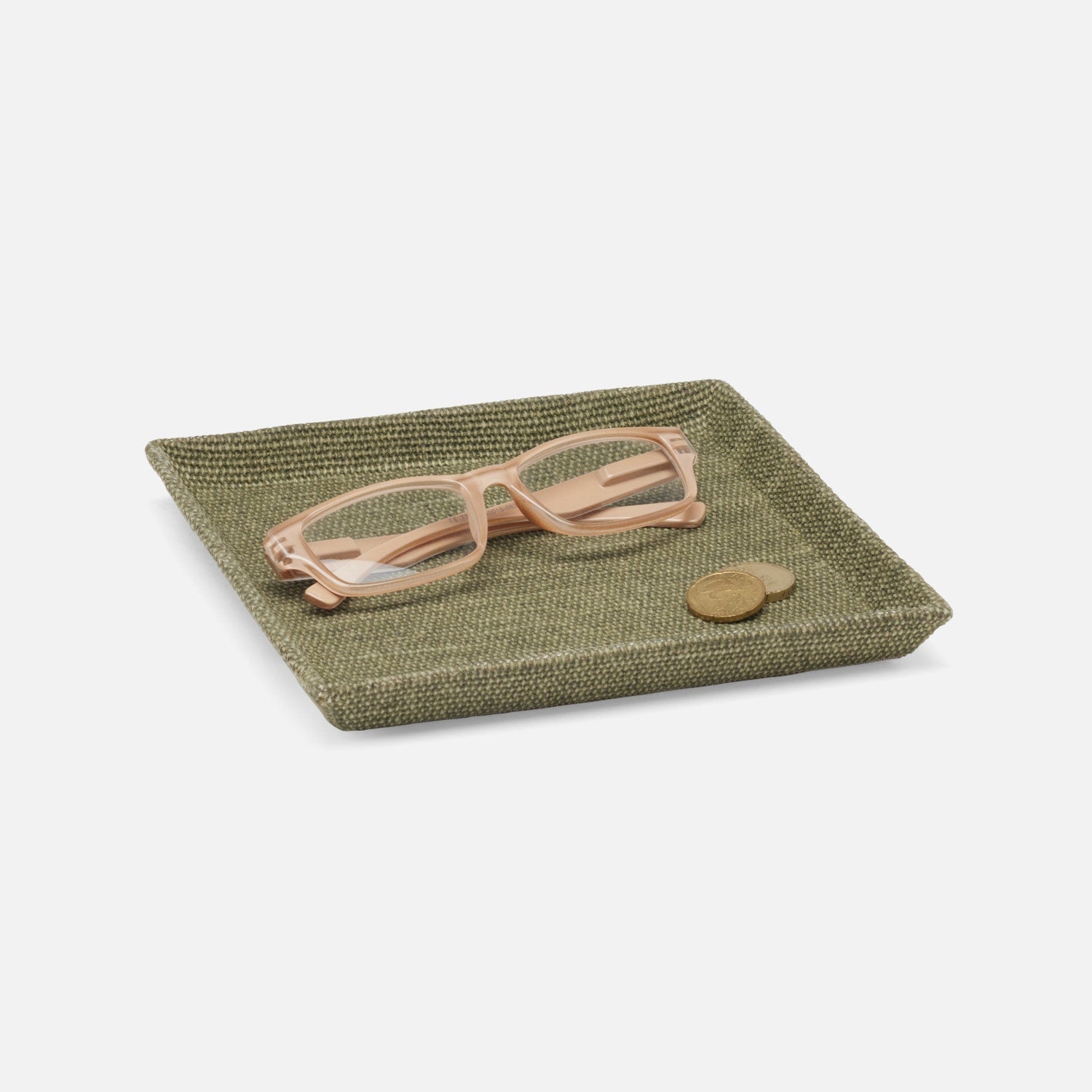 Dresden, Dark Green, Tray, Square Tapered, Small, Cotton Jute, Pack/2