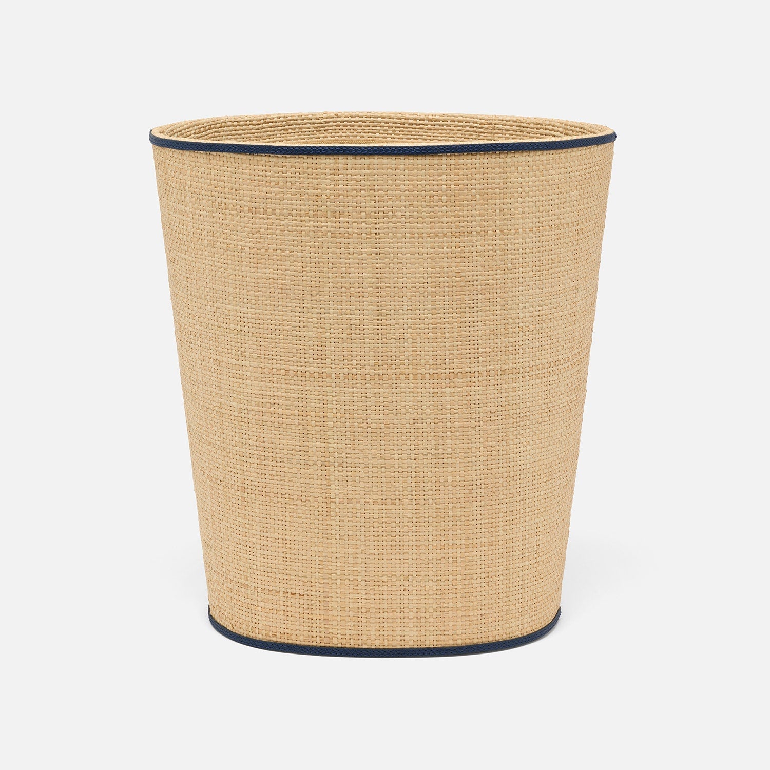 Hanford, Natural/Navy, Wastebasket, Oval, Raffia/Leather
