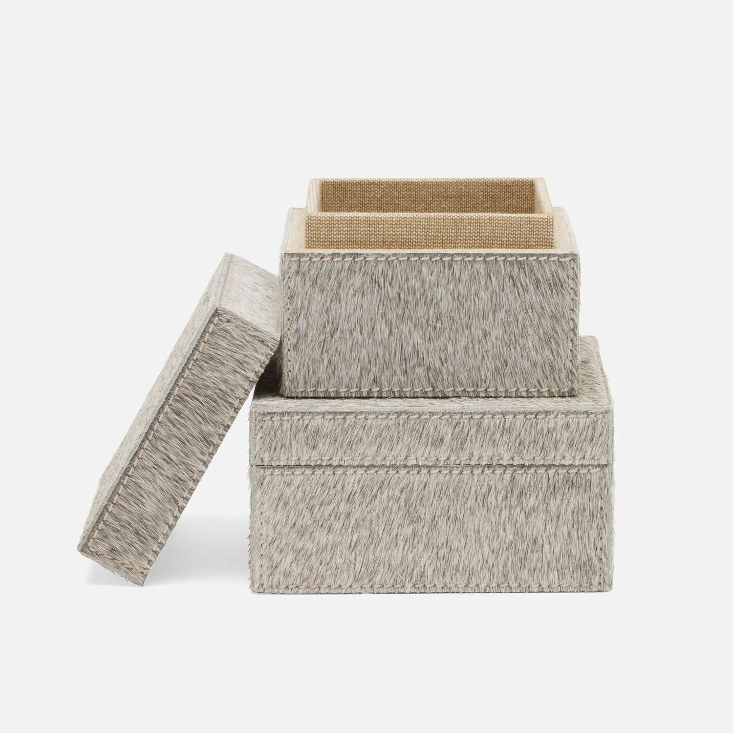 Hyde, Gray, Square Boxes, Hair-On-Hide, S/2