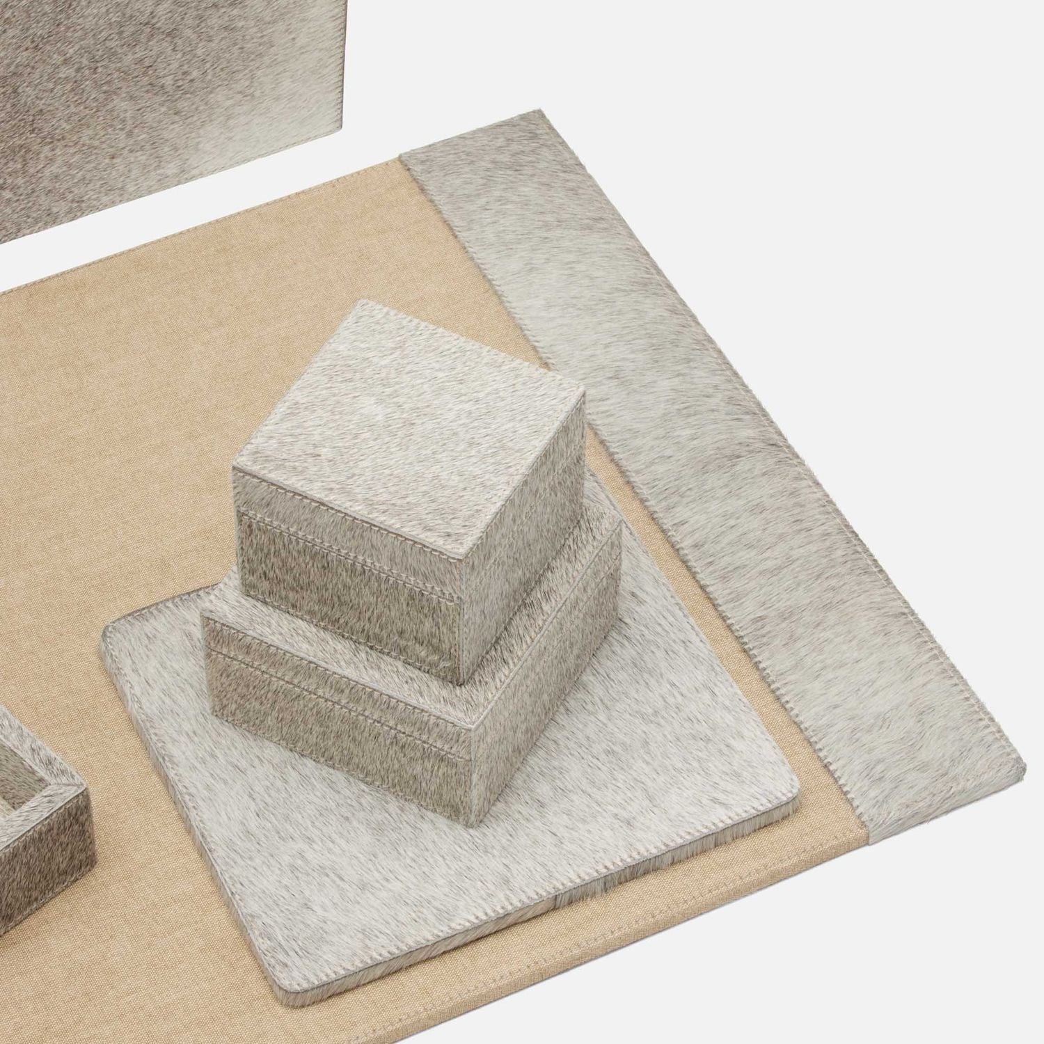 Hyde, Gray, Set: Desk Blotter And Square Mouse Pad, Hair-On-Hide