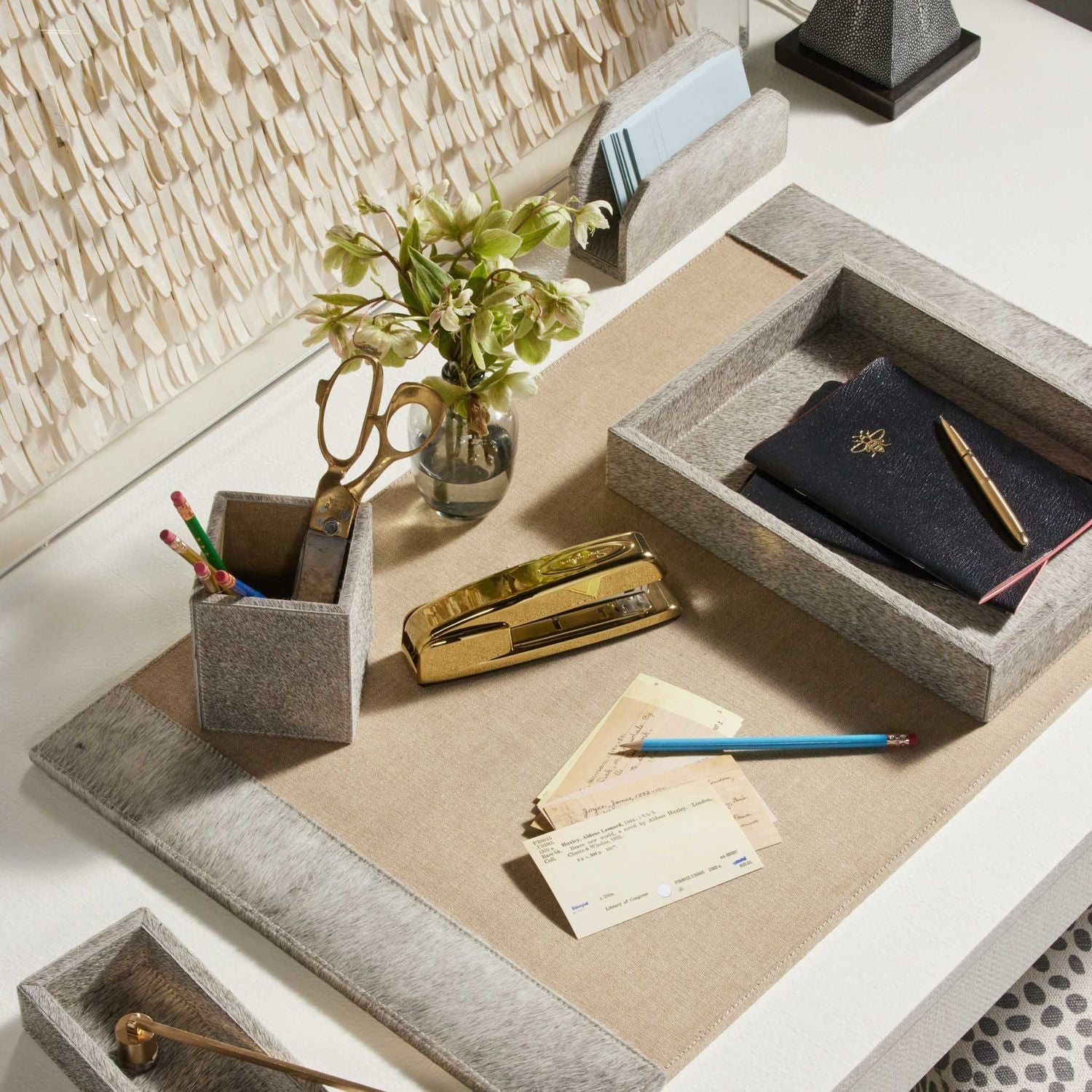 Hyde, Gray, Set: Desk Blotter And Square Mouse Pad, Hair-On-Hide