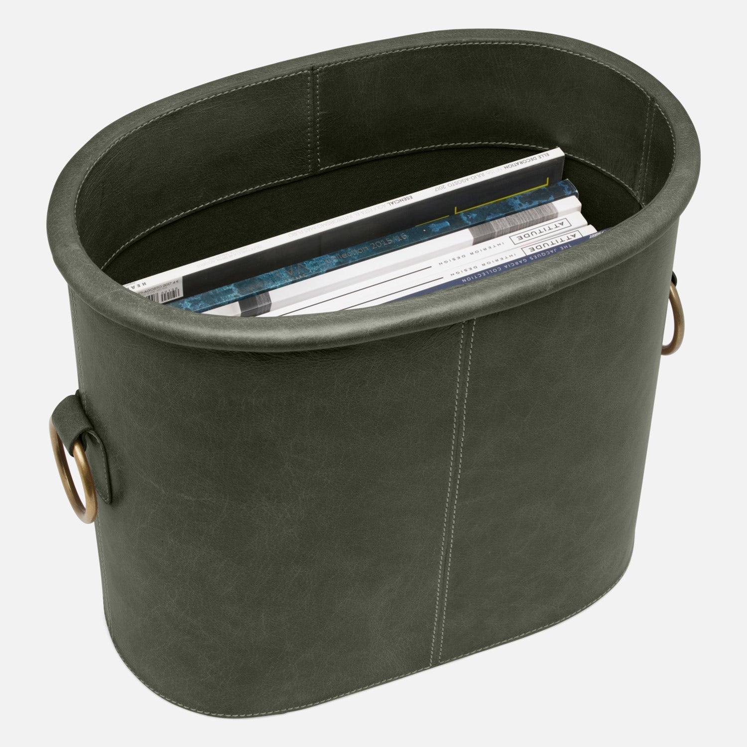 Ogden, Forest, Magazine Holder, Oval, Full-Grain Leather