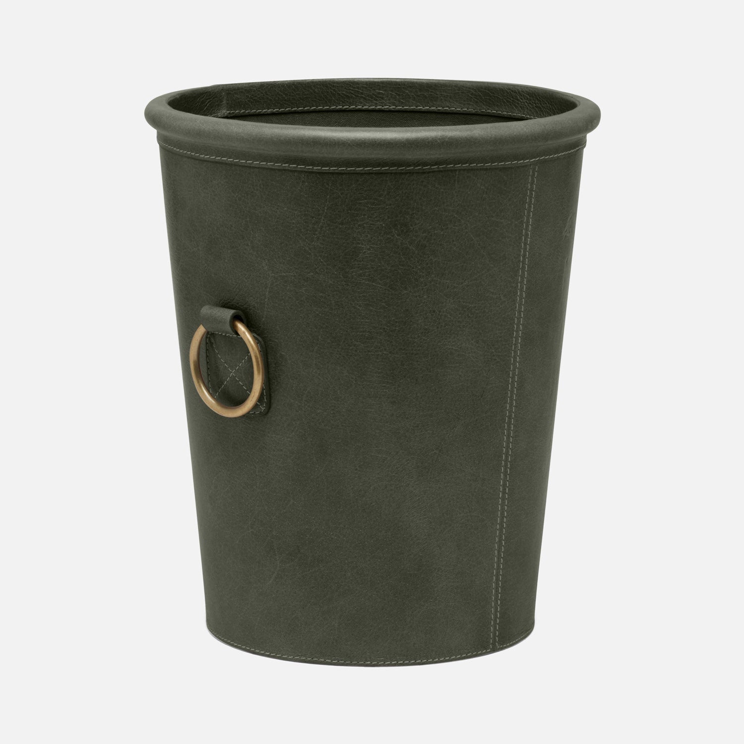 Ogden, Forest, Wastebasket, Round, Small, Full-Grain Leather