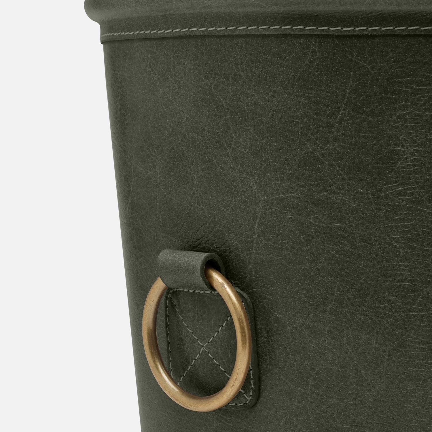 Ogden, Forest, Wastebasket, Round, Small, Full-Grain Leather