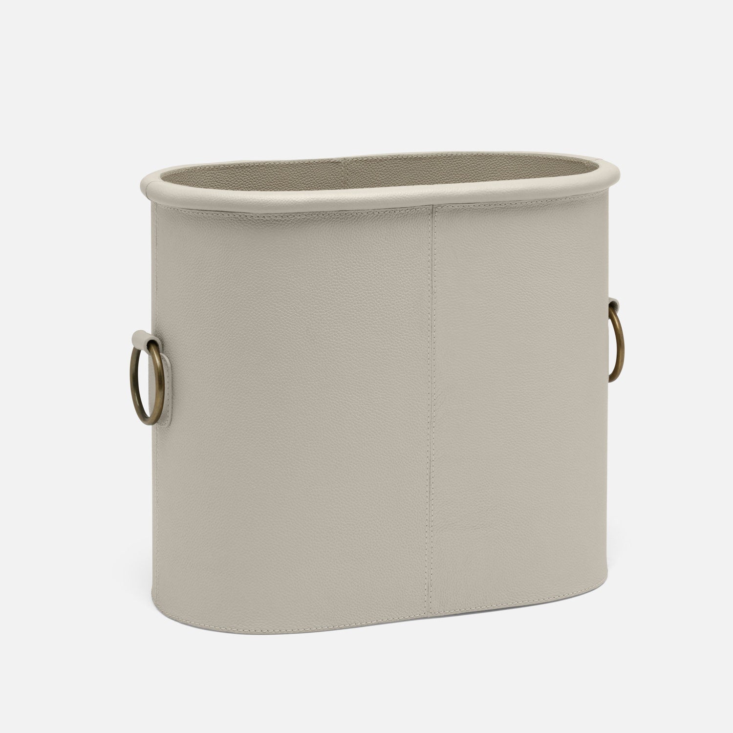Ogden, Light Gray, Magazine Holder, Oval, Full-Grain Leather