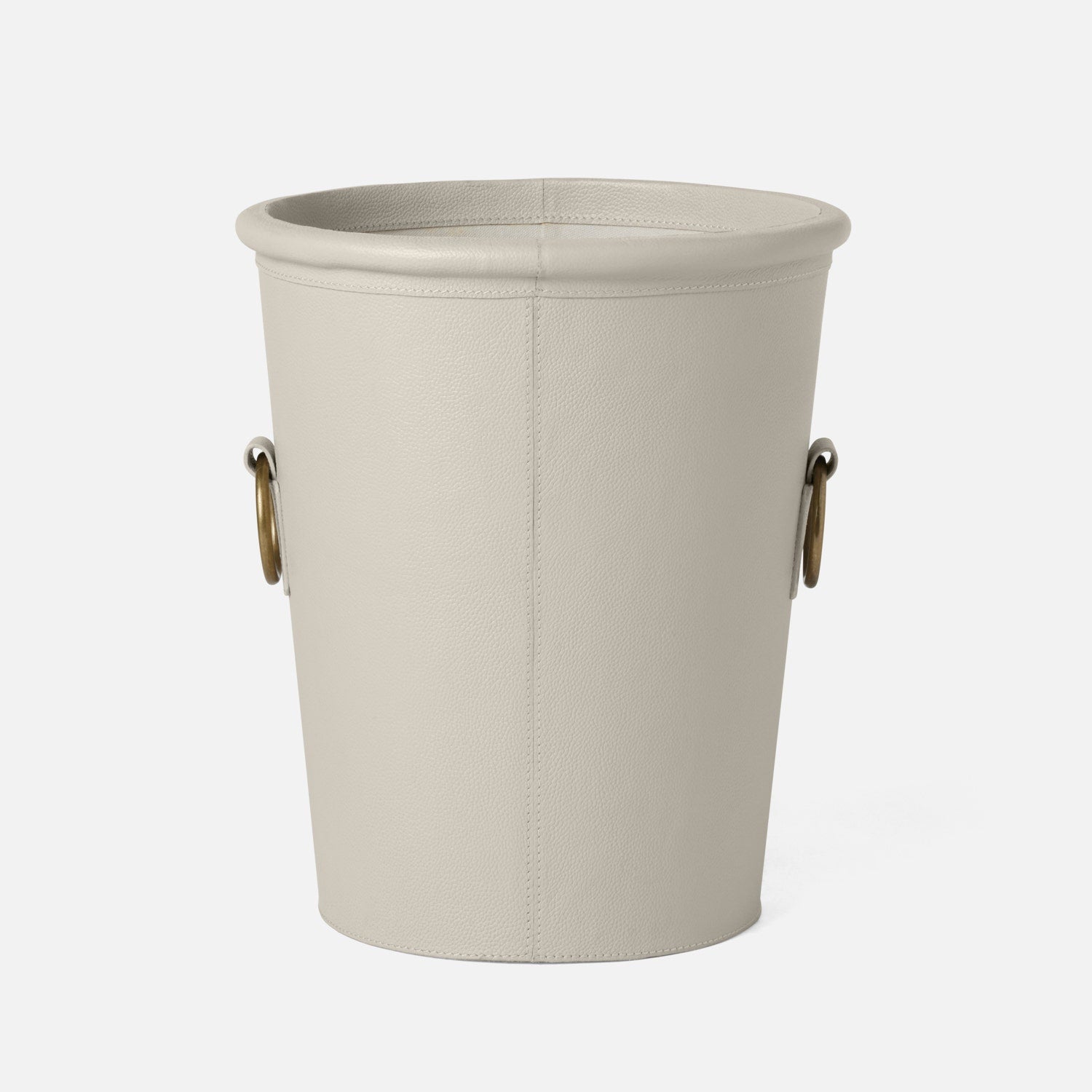 Ogden, Light Gray, Wastebasket, Round, Small, Full-Grain Leather