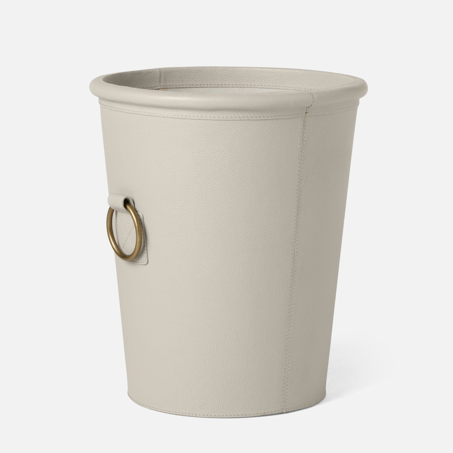 Ogden, Light Gray, Wastebasket, Round, Small, Full-Grain Leather