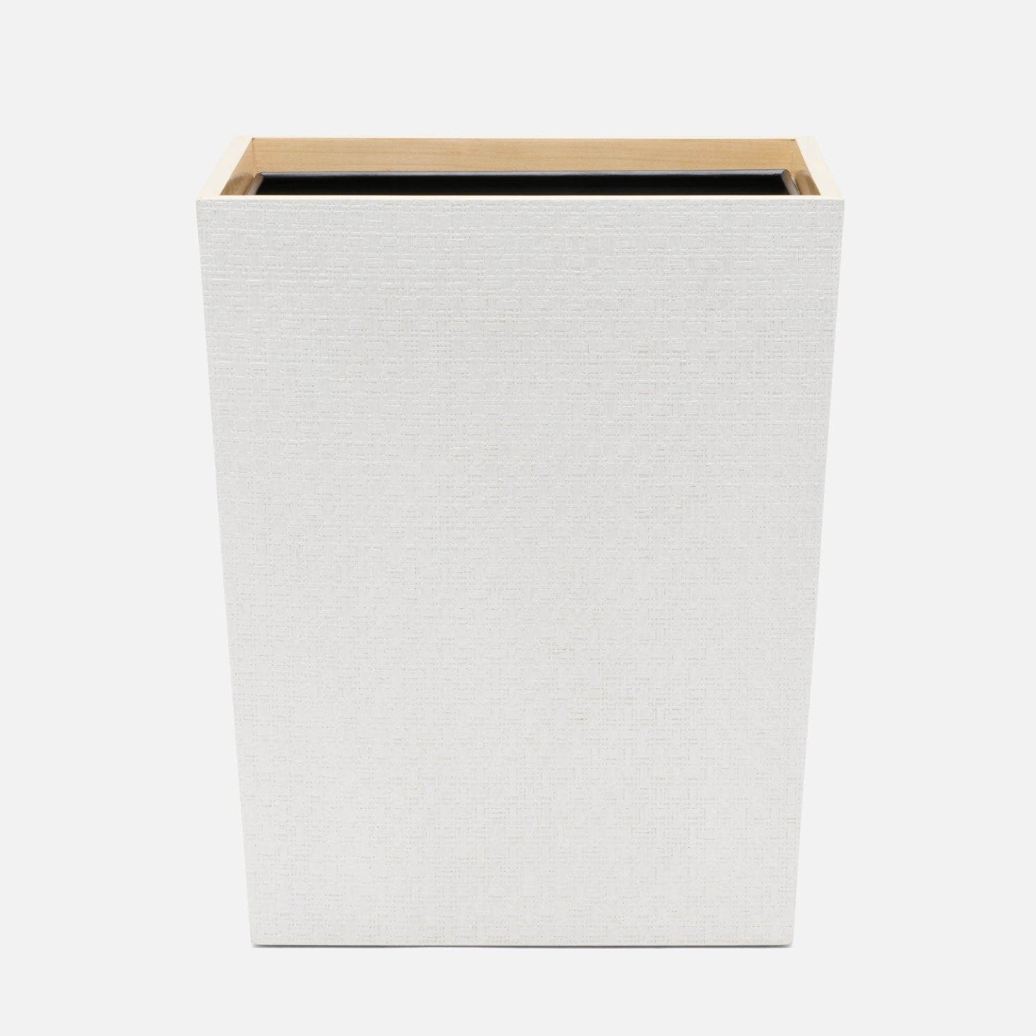 Rosewell, Shiny White, Wastebasket, Rectangular Tapered, Realistic Faux Rattan